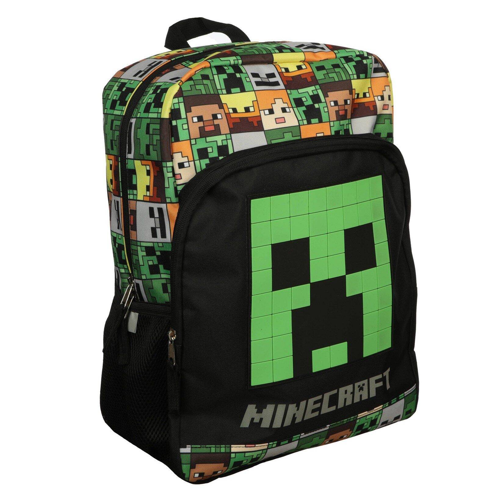 Kids' Minecraft 16" Backpack with Big Face Creeper - Black - Image 2