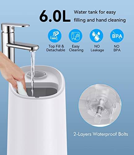 ENPULY 6L Top Fill Warm and Cool Mist Humidifiers for Bedroom/Large Room(Max 861sq.ft), 12 Levels Dual Mists Air Humidifier, Essential Oil Tray, Sleep Mode, 12 Hrs Timer, Child Lock(White) - Image 6