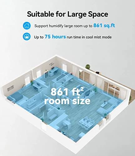 ENPULY 6L Top Fill Warm and Cool Mist Humidifiers for Bedroom/Large Room(Max 861sq.ft), 12 Levels Dual Mists Air Humidifier, Essential Oil Tray, Sleep Mode, 12 Hrs Timer, Child Lock(White) - Image 5