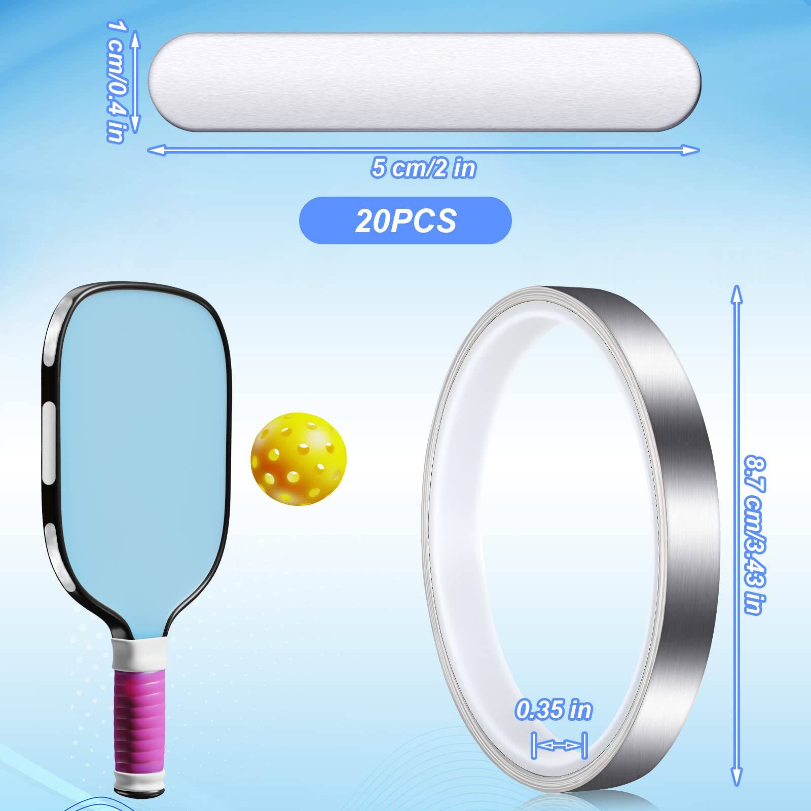 20 Pieces 3g Weighted Strips and 1 Roll Adhesive Tape Adjust Weight Tennis Grip Tape Compatible with Pickleball Paddle Tennis Racket to Increase Power - Image 7