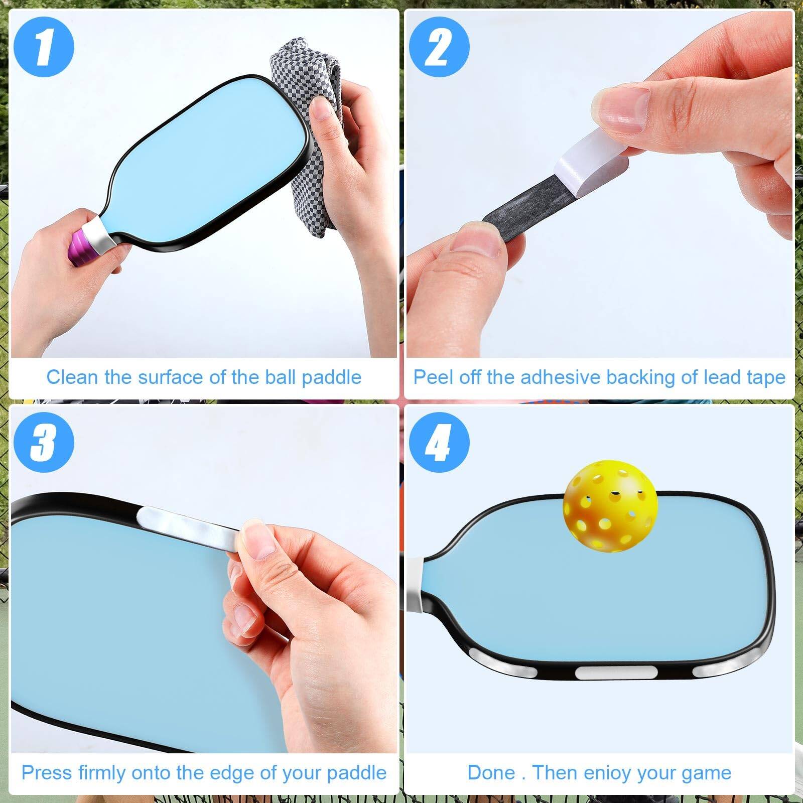 20 Pieces 3g Weighted Strips and 1 Roll Adhesive Tape Adjust Weight Tennis Grip Tape Compatible with Pickleball Paddle Tennis Racket to Increase Power - Image 6