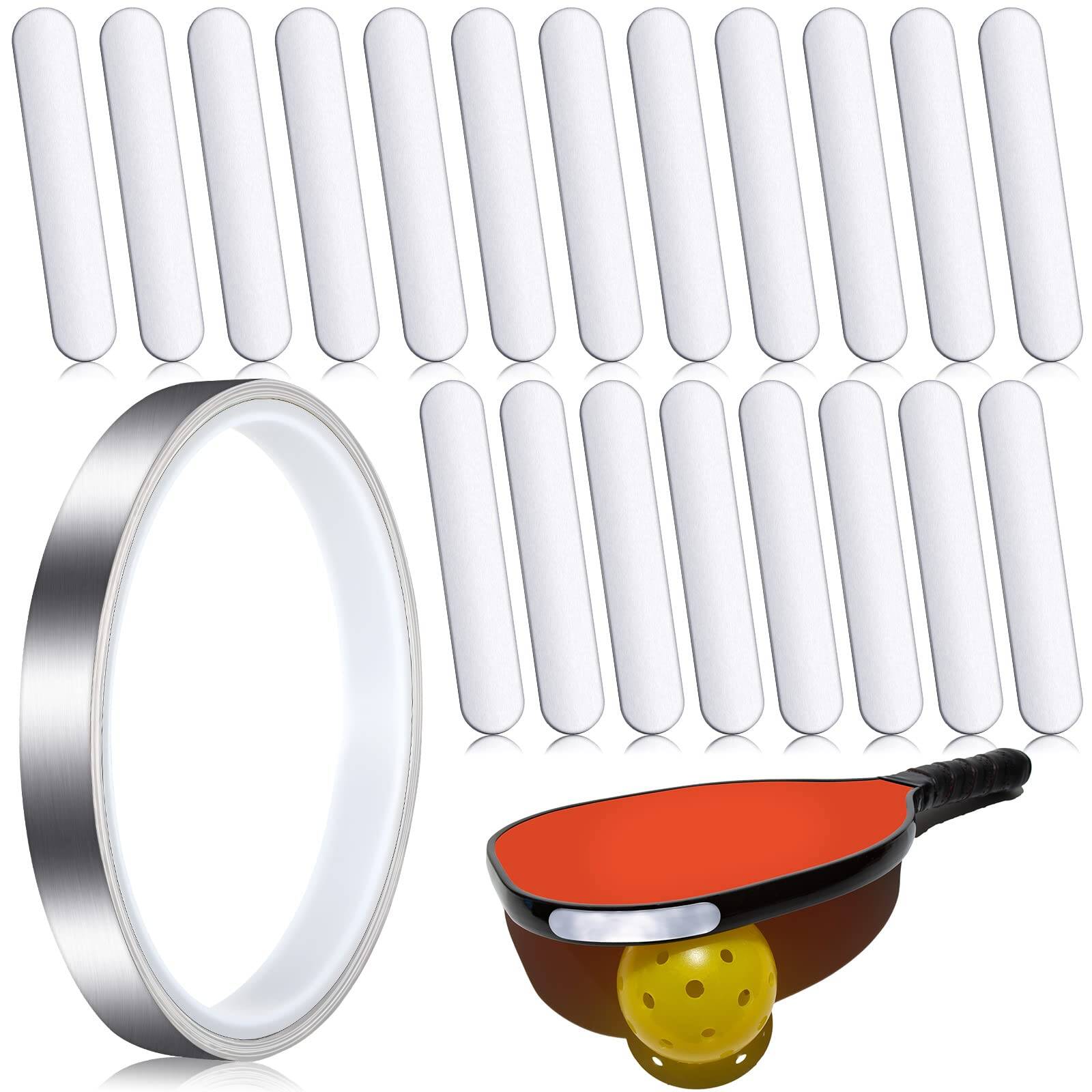 20 Pieces 3g Weighted Strips and 1 Roll Adhesive Tape Adjust Weight Tennis Grip Tape Compatible with Pickleball Paddle Tennis Racket to Increase Power