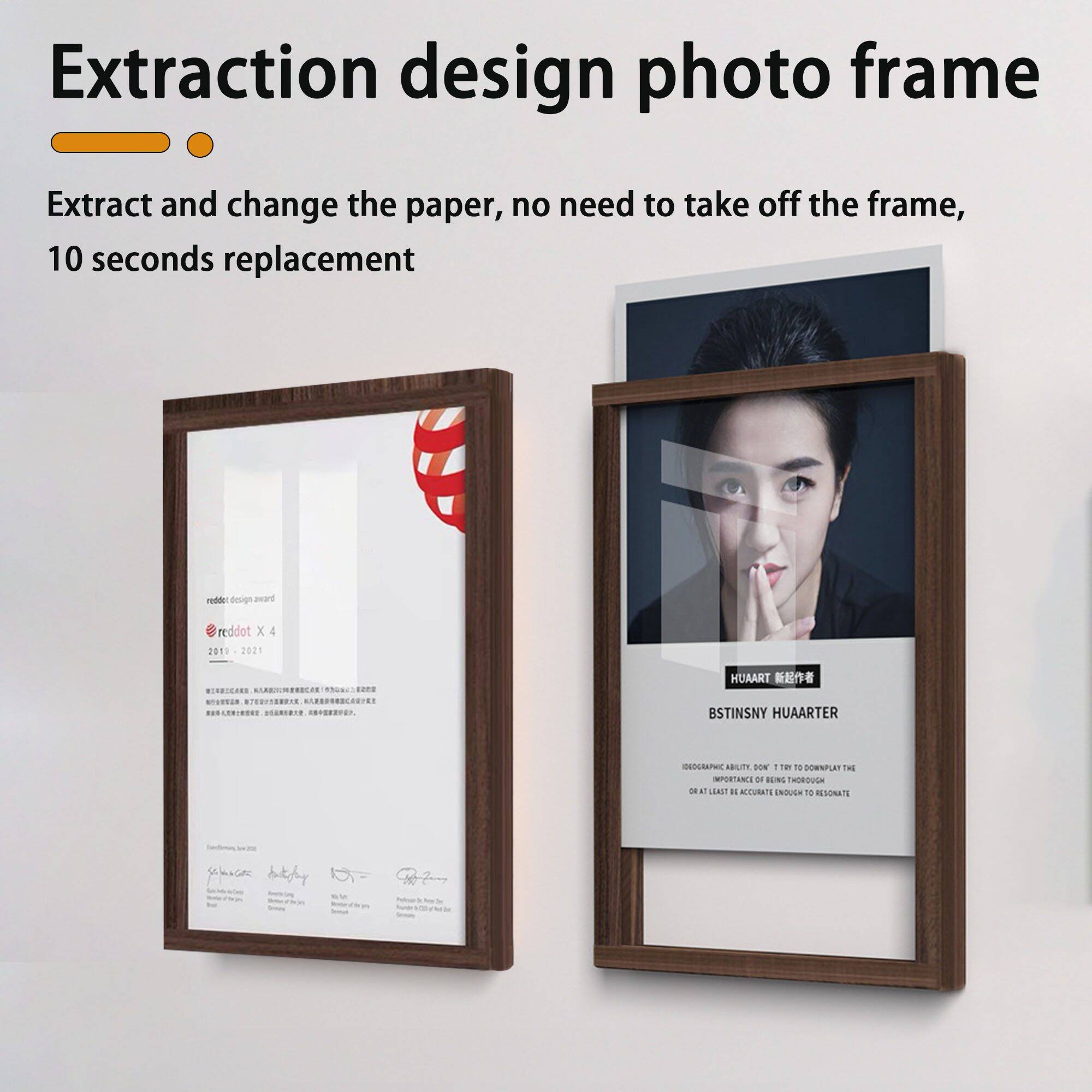 Picture Frame 11.7 x 16.5 inches Poster Frame No Hole Punch Wall Mounted Frame Wood Frame High Definition UV Acrylic Photo Frame For Prints Documents Home Living Gallery Decoration