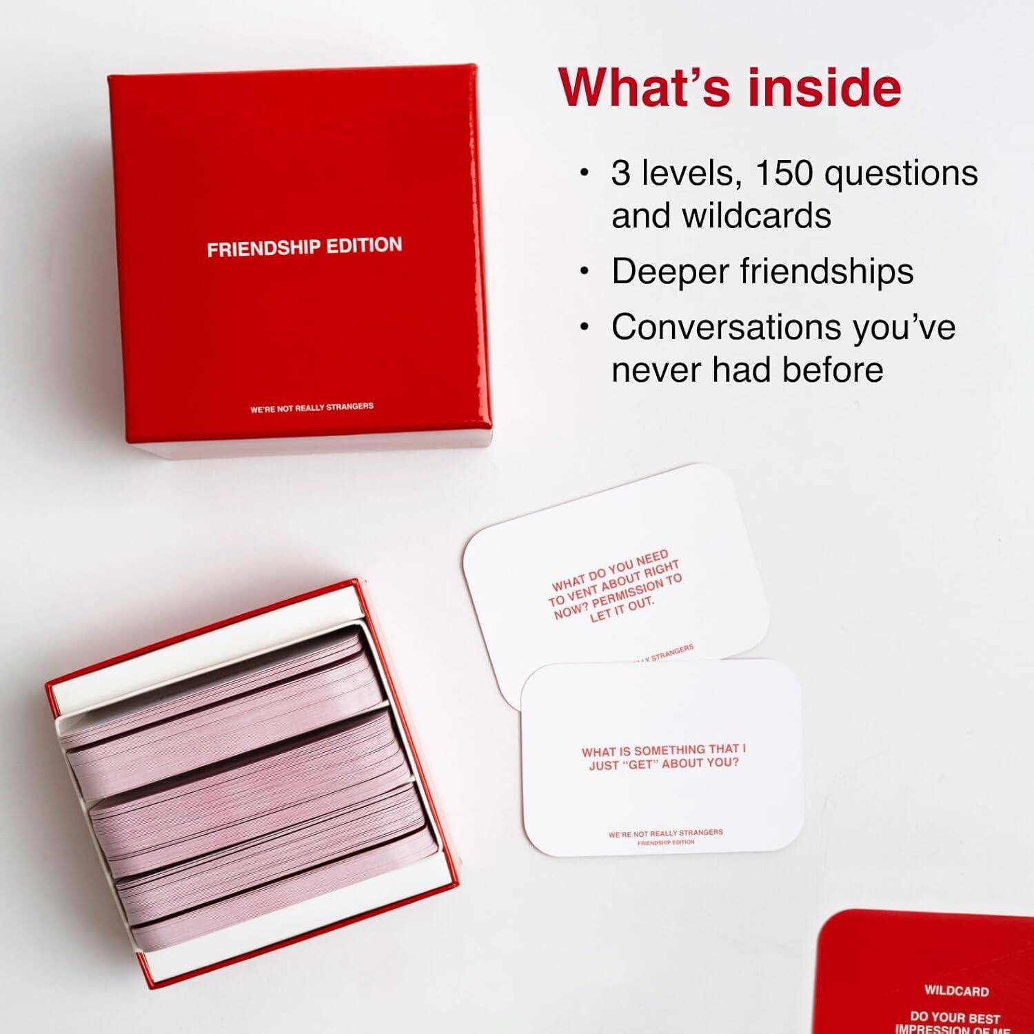 WE'RE NOT REALLY STRANGERS Friendship Edition Card Game - 150 Conversation Cards for Adults,Teens,Couples & Strangers - Fun Family Party Card Game for Game Night or Date Night,Ages 15+,2-6 Players - Image 3