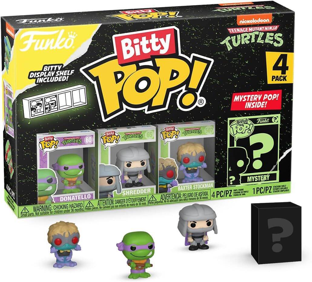 Funko Bitty Pop! Teenage Mutant Ninja Turtles Mini Collectible Toys 4-Pack - Donatello, Shredder, Baxter Stockman & Mystery Chase Figure (Styles May Vary)