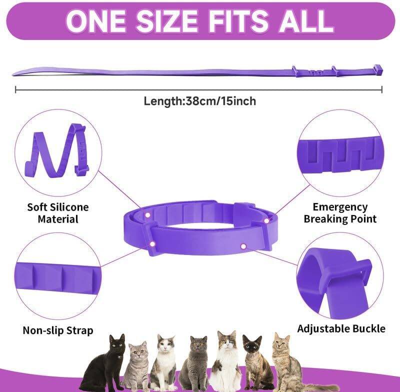 4-Pack Adjustable Calming Collar for Cats, 60-Day Relief - Image 3