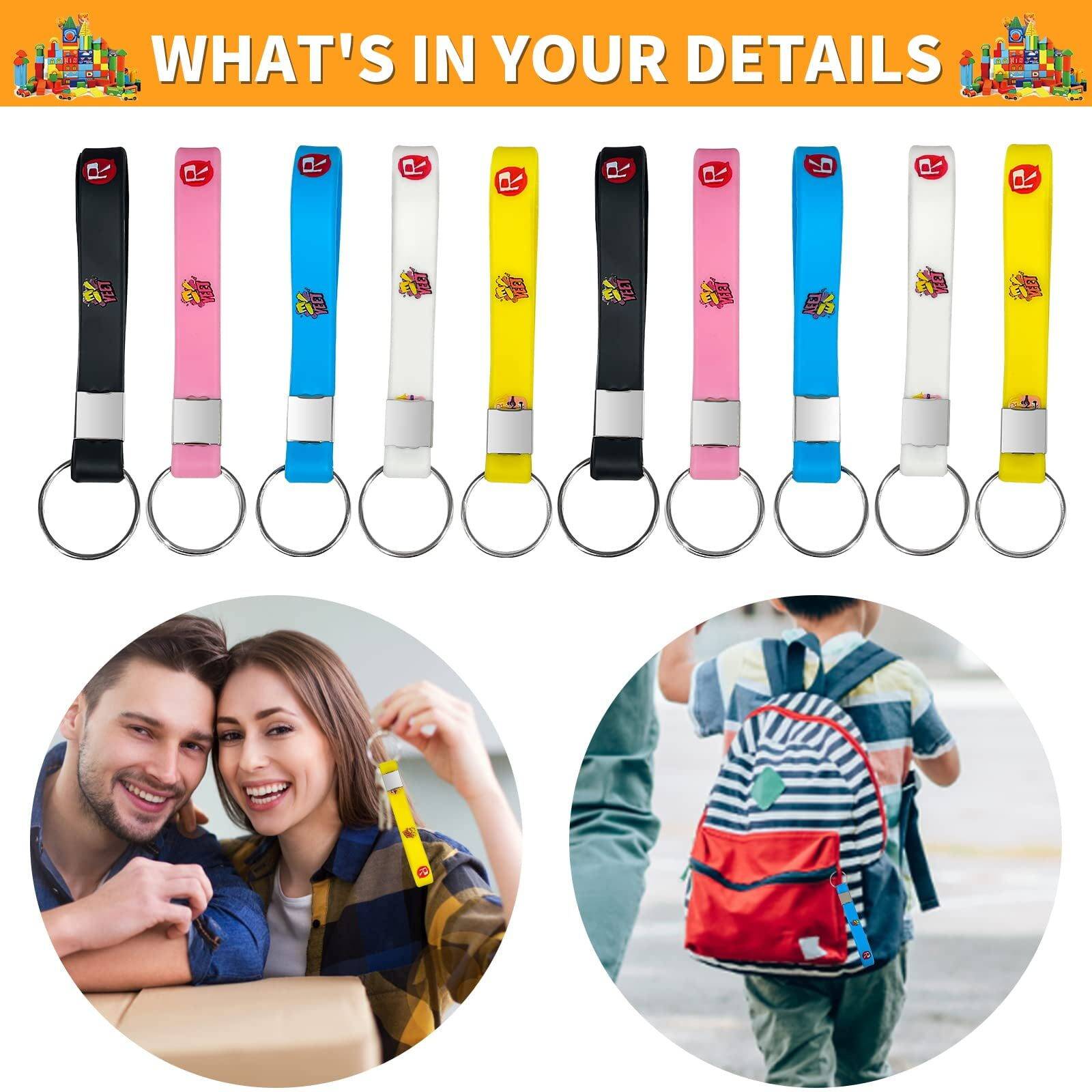 102 Pcs Roblox Decorations for Party Favors Set, Include 50 Stickers, 10 Bracelets, 10 Button Pins, 10 Keychain, 12 Blowouts, 10 Candy Box, Party Supplies Set for Boy and Girl - Image 2