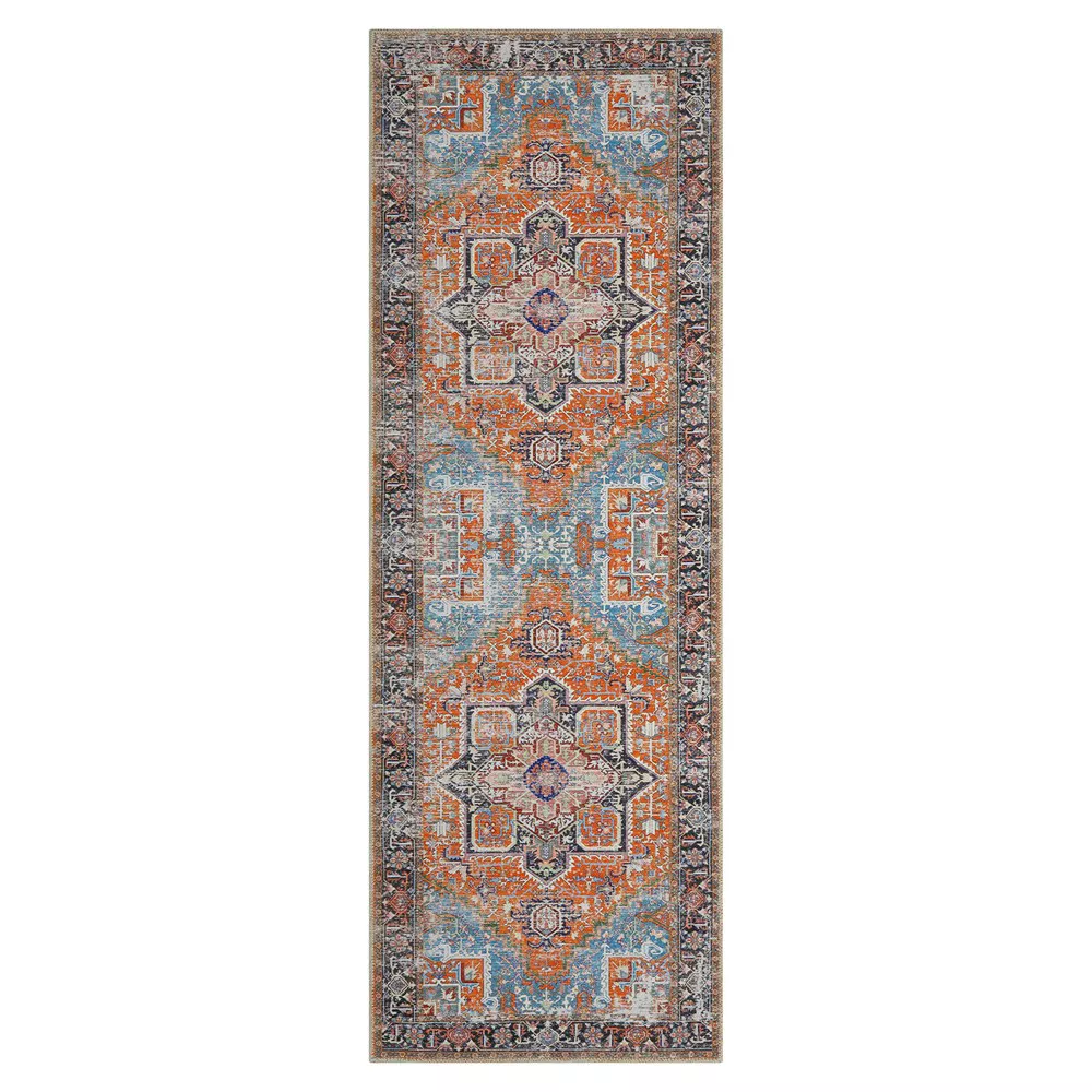 Machine Washable Rug Vintage Distressed Accent Rug Oriental Floral Floor Cover Carpet
