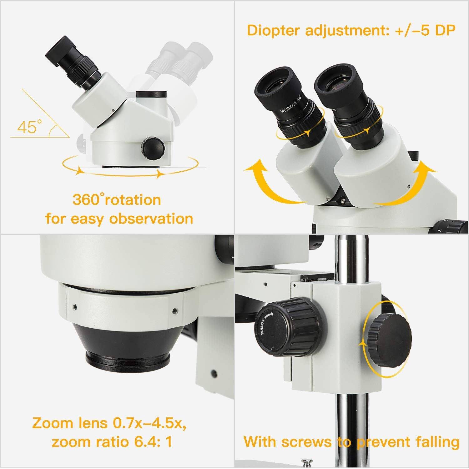 SWIFT Trinocular Stereo Zoom Microscope with 56-Bulb LED Ring Light,3.5X-90X Magnification - Image 3