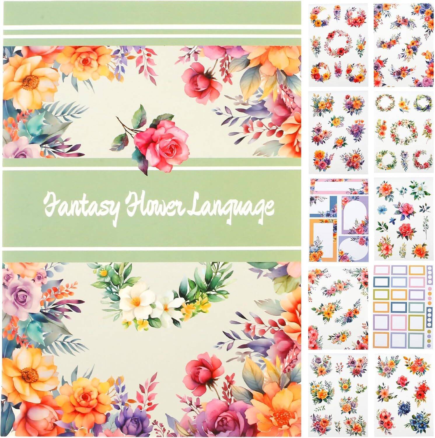 Pre-Cut Scrapbook Sticker Book for Adults, Aesthetic Stickers Booklet Set, Dual Materials, 20 Sheets A5 Collage Book for Scrapbooking Supplies, Junk Journals (B) - Image 9