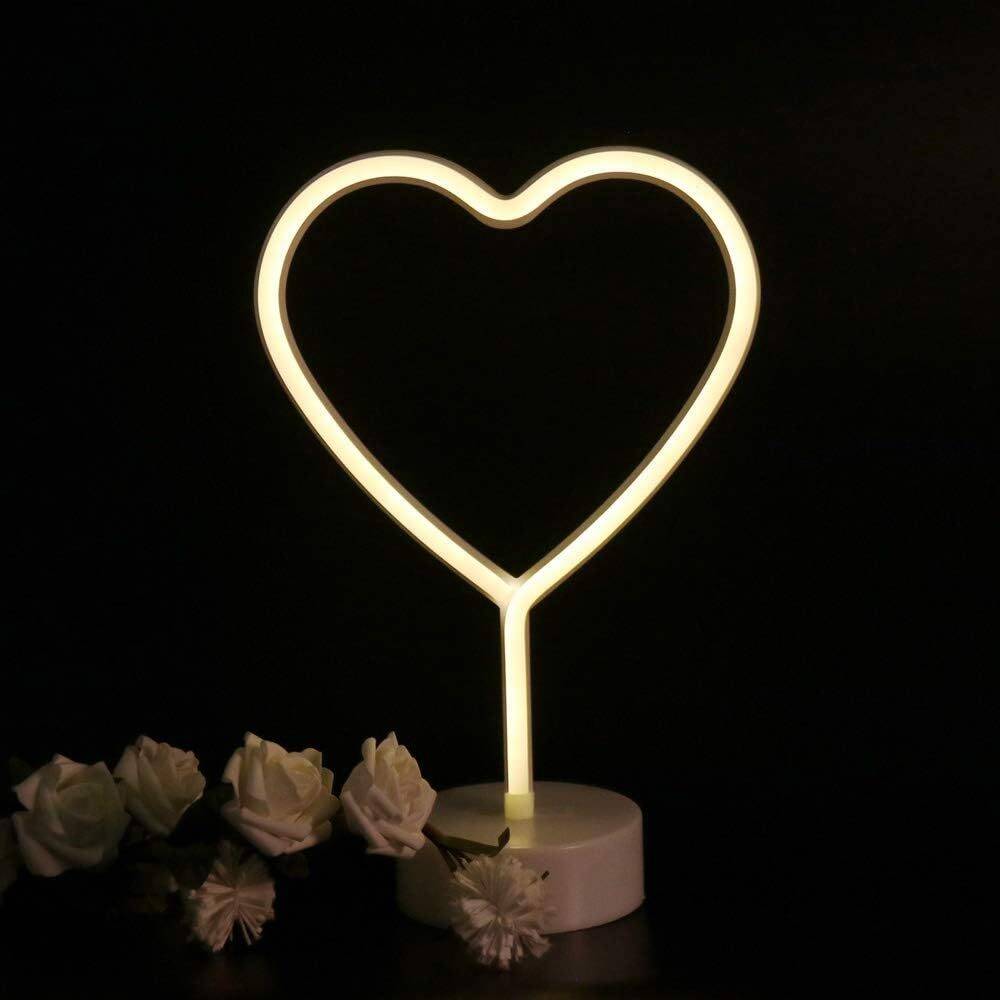 LED Heart Shaped Neon Night Lights Warm White Neon Lamp USB & Battery Powered Hanging Wedding Sign Novelty Indoor Lamps Decor Birthday Party Christmas Party Kids Room Living Room Bedroom or Bar - Image 9