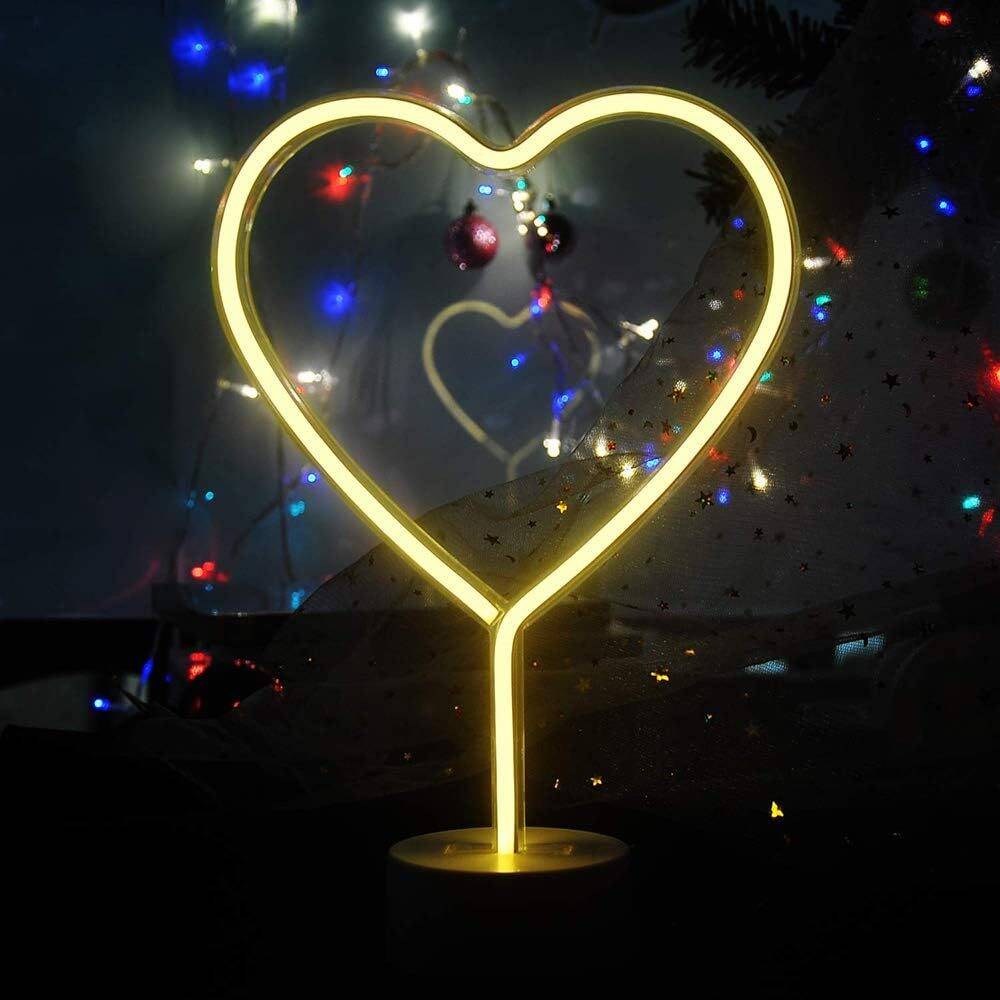 LED Heart Shaped Neon Night Lights Warm White Neon Lamp USB & Battery Powered Hanging Wedding Sign Novelty Indoor Lamps Decor Birthday Party Christmas Party Kids Room Living Room Bedroom or Bar - Image 7