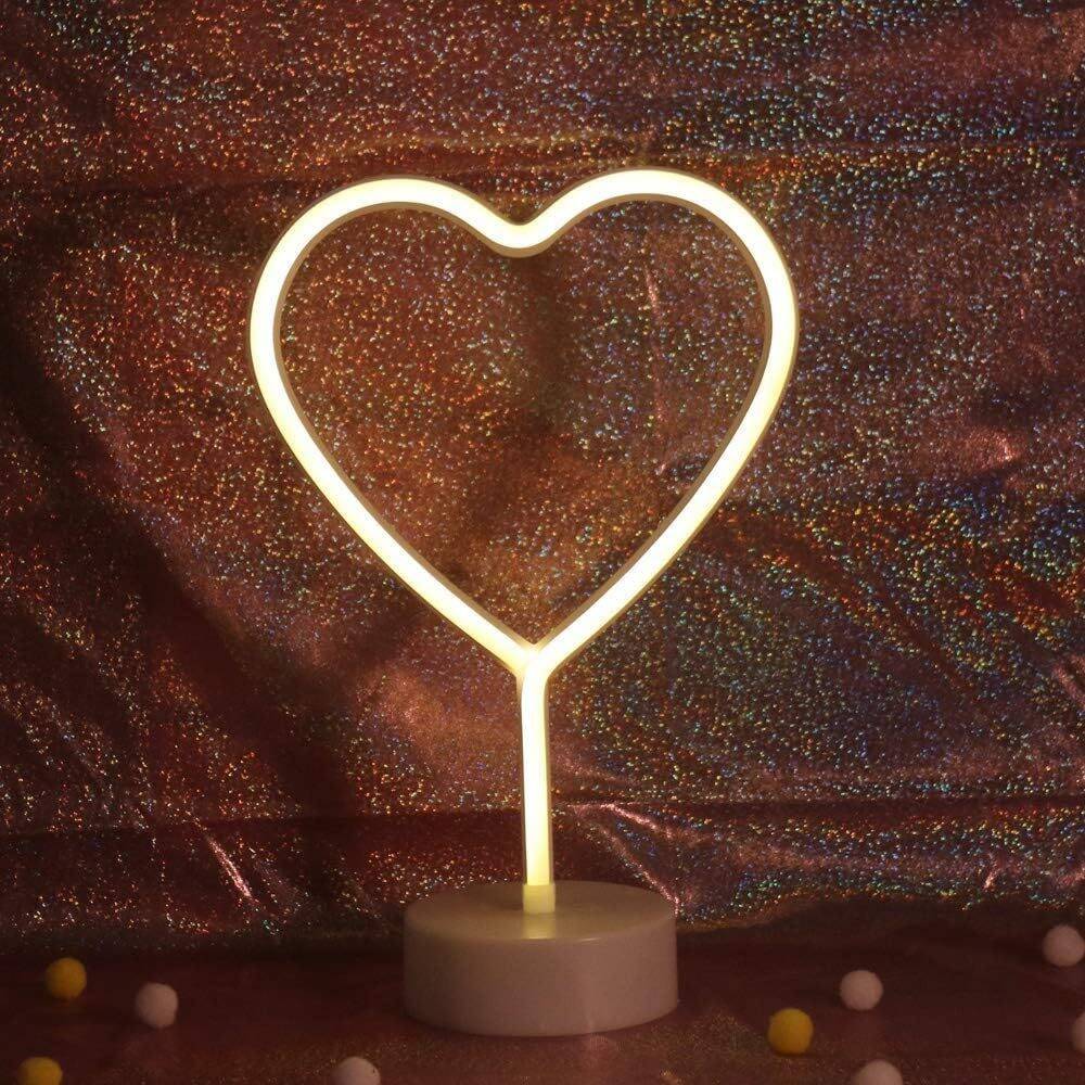 LED Heart Shaped Neon Night Lights Warm White Neon Lamp USB & Battery Powered Hanging Wedding Sign Novelty Indoor Lamps Decor Birthday Party Christmas Party Kids Room Living Room Bedroom or Bar - Image 3