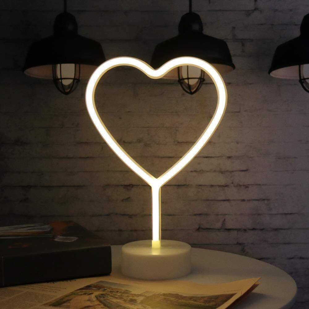LED Heart Shaped Neon Night Lights Warm White Neon Lamp USB & Battery Powered Hanging Wedding Sign Novelty Indoor Lamps Decor Birthday Party Christmas Party Kids Room Living Room Bedroom or Bar - Image 2