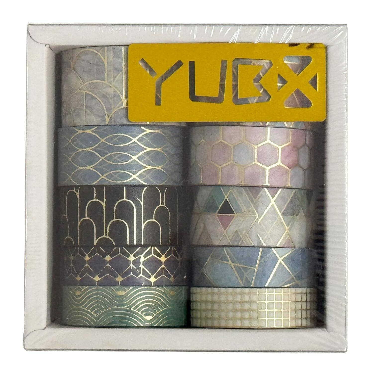YUBX Creative Washi Tape Set 10 Rolls Gold Foil Print Decorative Masking Tapes for Arts, DIY Crafts, Journals, Planners, Scrapbook, Wrapping (Geometric Order) - Image 8