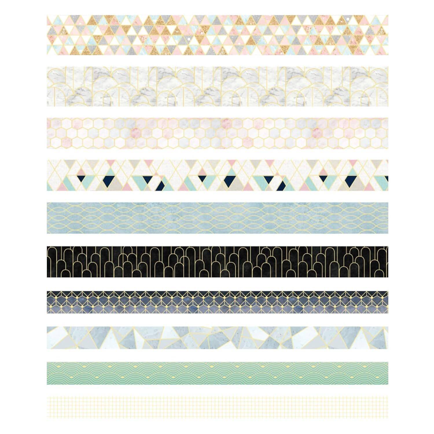 YUBX Creative Washi Tape Set 10 Rolls Gold Foil Print Decorative Masking Tapes for Arts, DIY Crafts, Journals, Planners, Scrapbook, Wrapping (Geometric Order) - Image 4