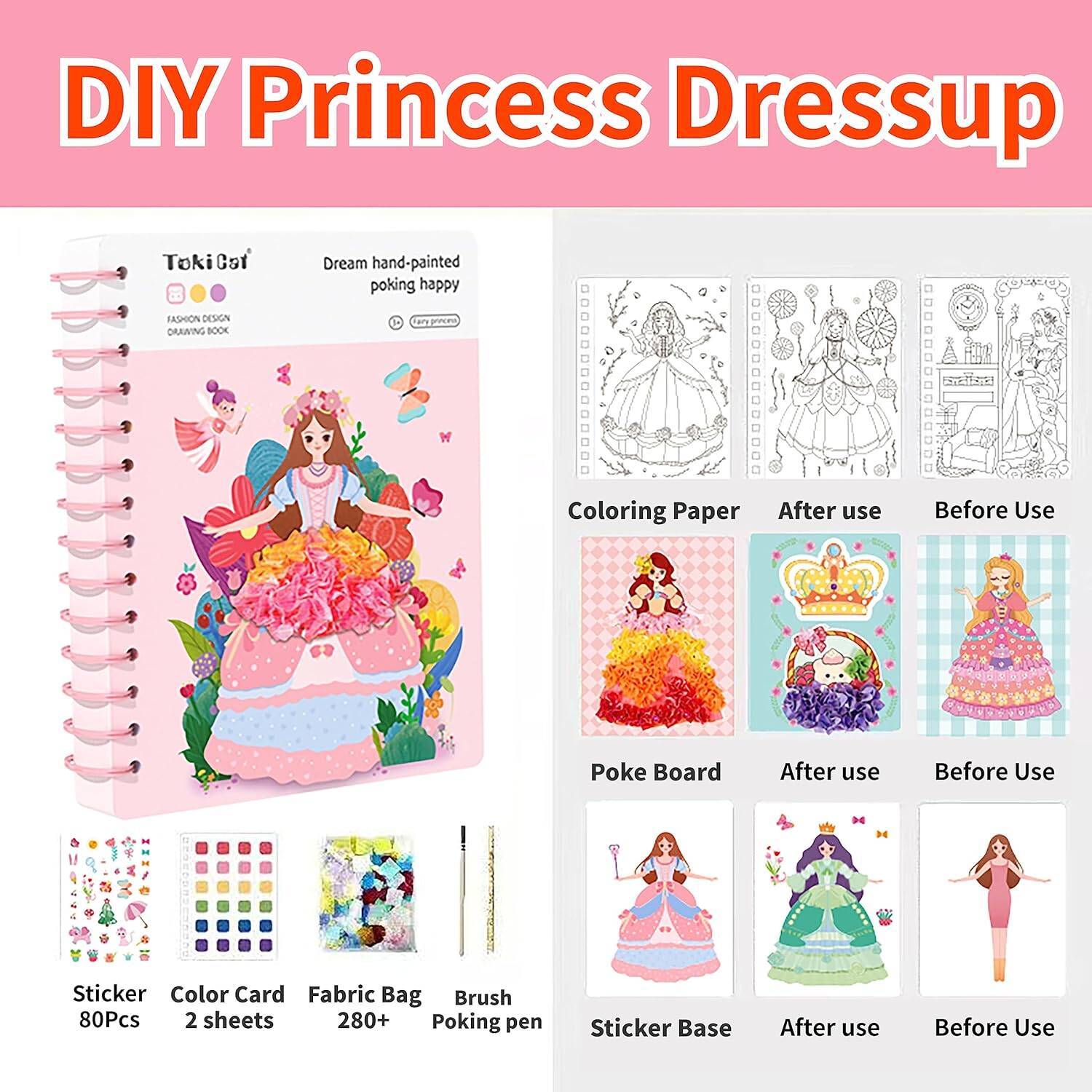 LMAZG 5-in-1 Handmade DIY Painting Book, DIY Craft Kit (Princess) - Image 2