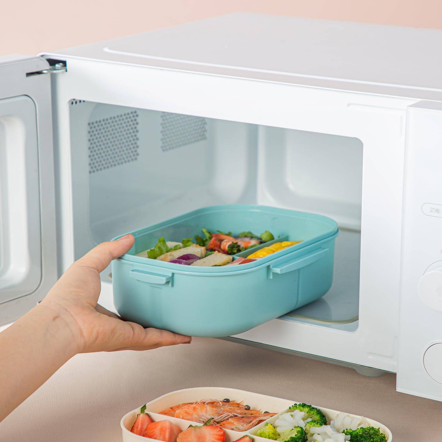 Bento Lunch Box With Tableware, 1200ML Lunch Box-Double layered 6 Compartment Bento Box, Built-in Utensil Set, Leak-Proof - Image 4