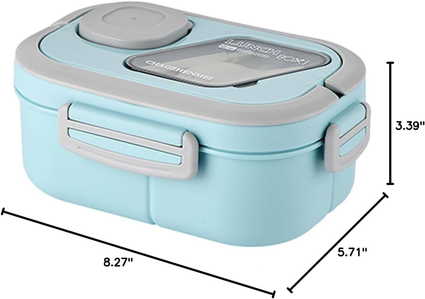 Bento Lunch Box With Tableware, 1200ML Lunch Box-Double layered 6 Compartment Bento Box, Built-in Utensil Set, Leak-Proof - Image 7