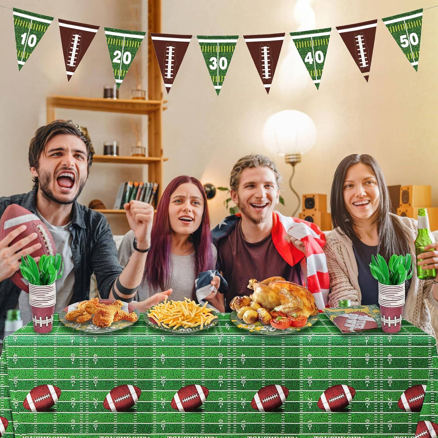 96PCS Football Party Kit Decorations for 24 Guests for Football Game Super Bowl Birthday - Image 7