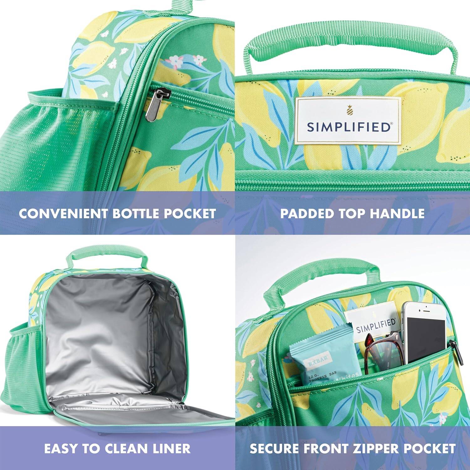 Fit & Fresh Lunch Bag For Women With Two Matching Containers Lemon design - Image 3