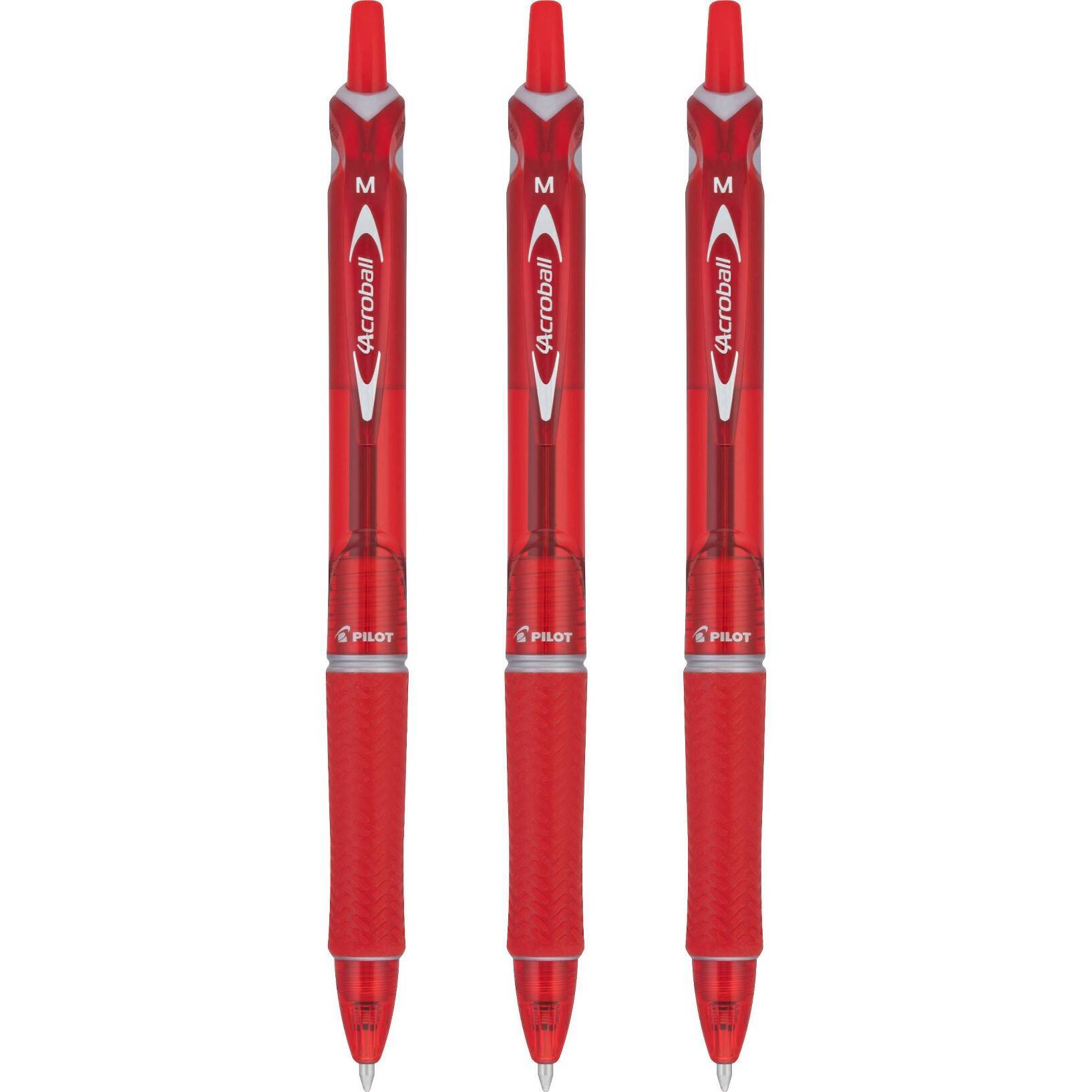 Pilot 3ct Acroball Colors Ballpoint Pens Medium Point 1.0mm Red Ink - Image 2