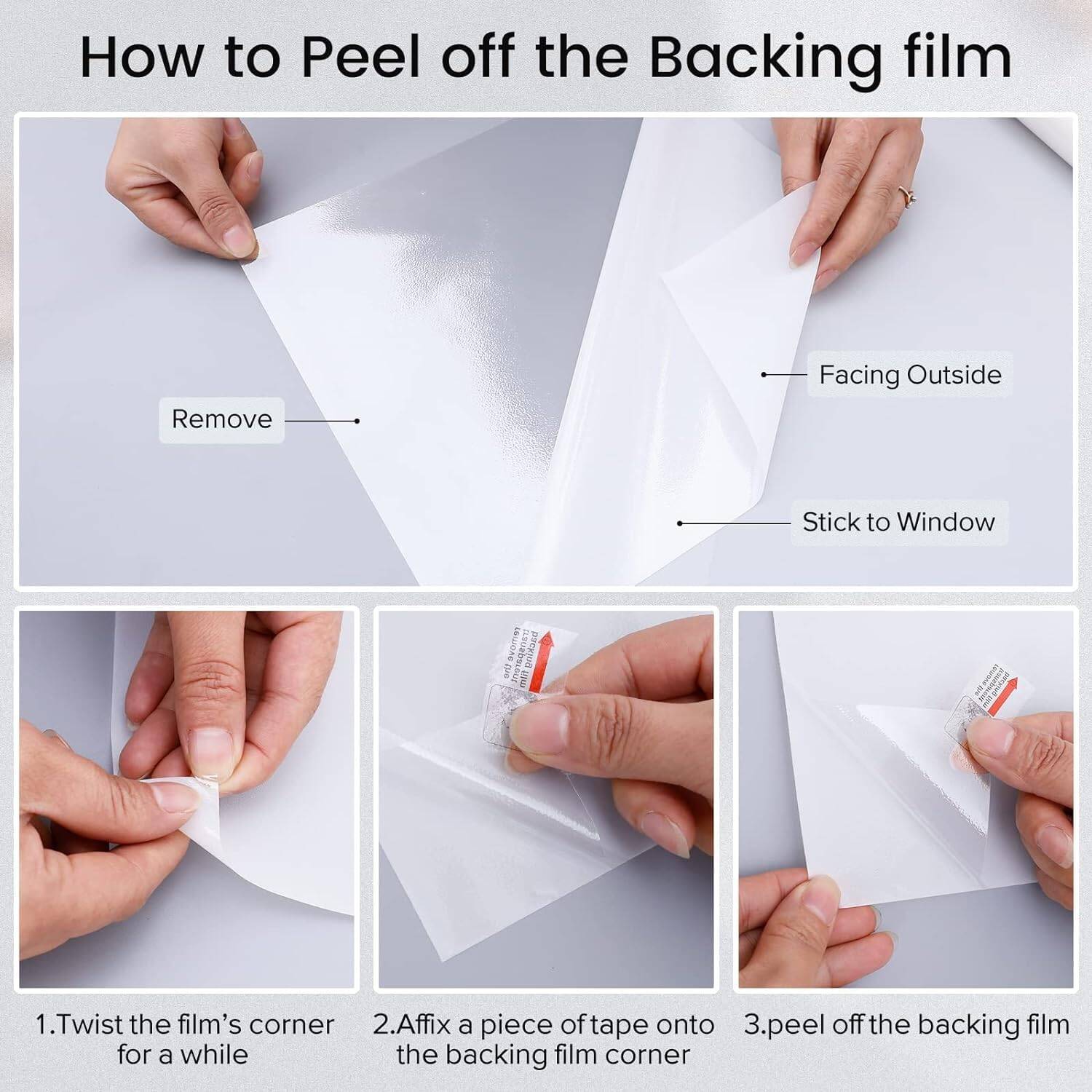 Rabbitgoo Window Privacy Film Non-Adhesive Frosted Glass 23.6" x 78.7" (Matte White) - Image 10