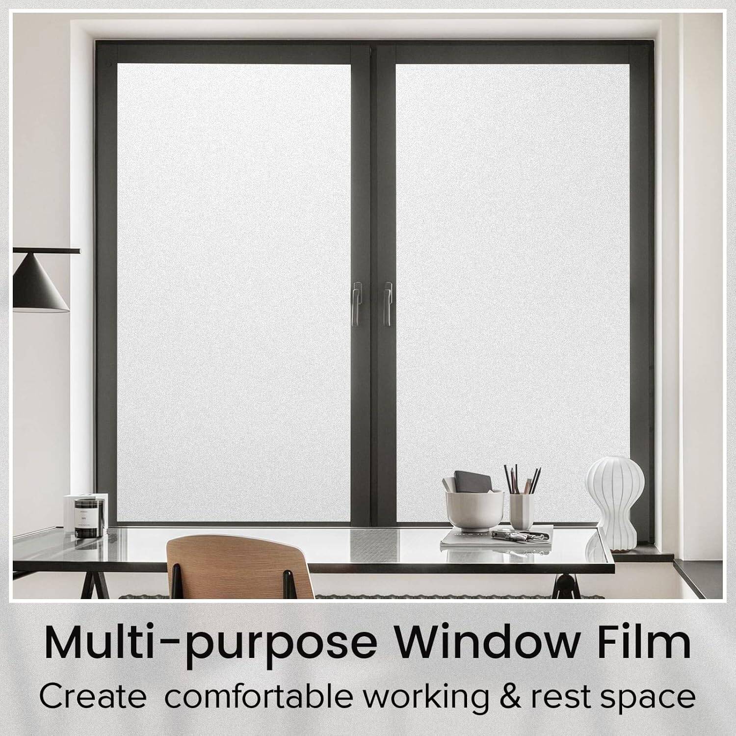 Rabbitgoo Window Privacy Film Non-Adhesive Frosted Glass 23.6" x 78.7" (Matte White) - Image 6