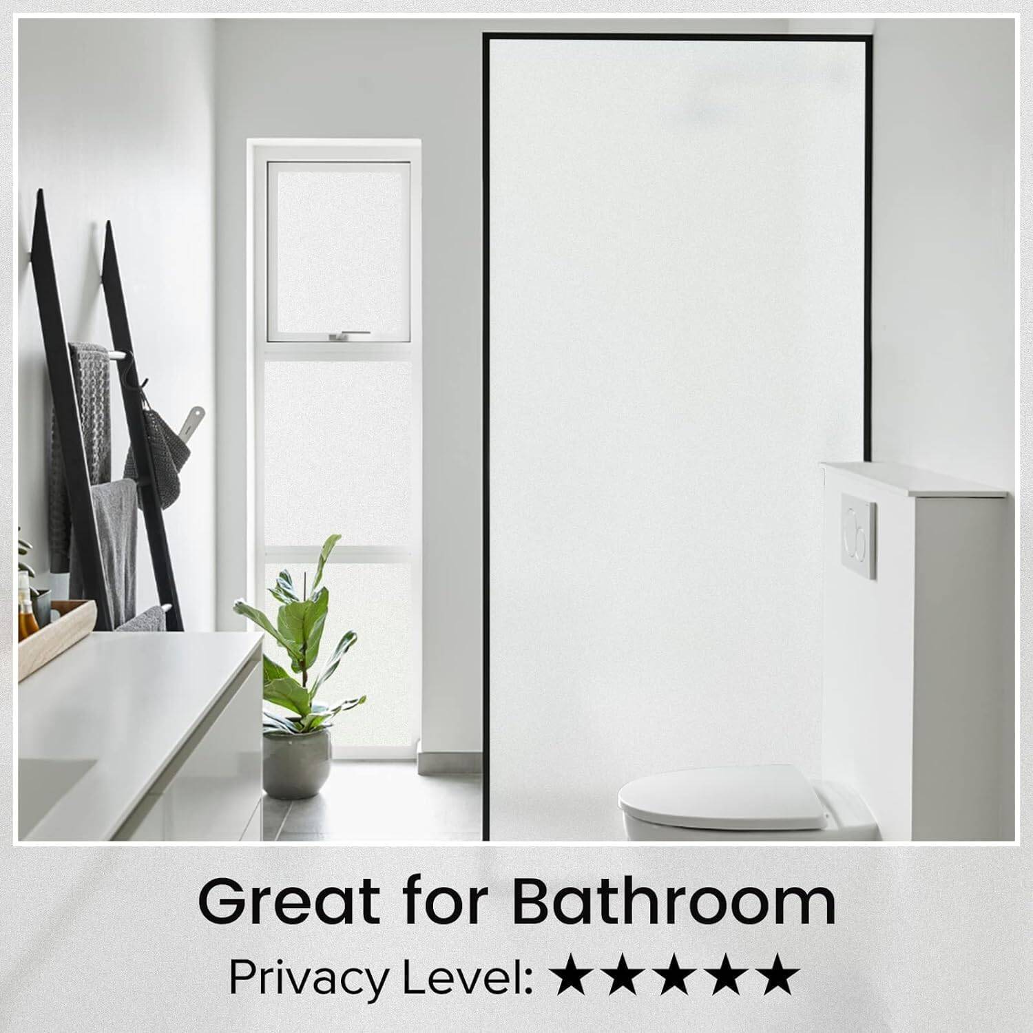 Rabbitgoo Window Privacy Film Non-Adhesive Frosted Glass 23.6" x 78.7" (Matte White) - Image 8