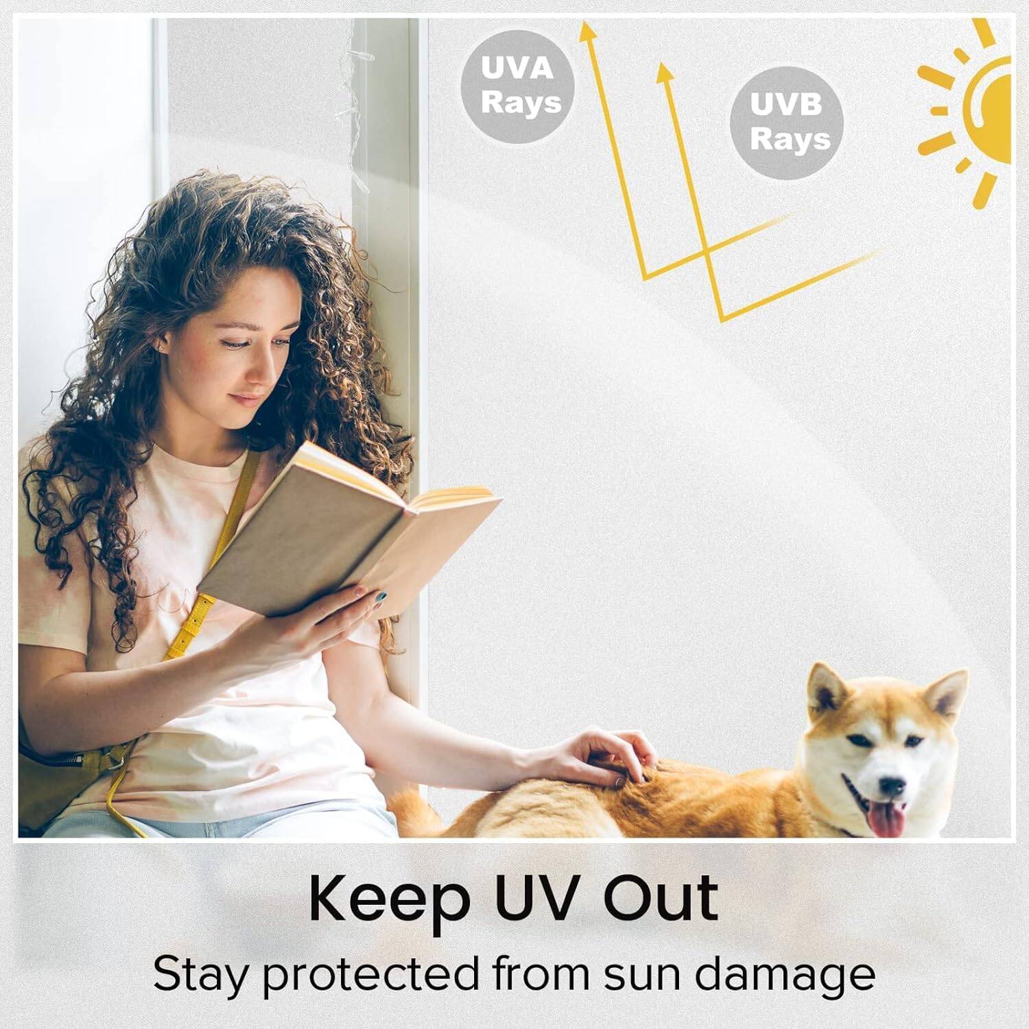 Rabbitgoo Window Privacy Film Non-Adhesive Frosted Glass 23.6" x 78.7" (Matte White) - Image 5