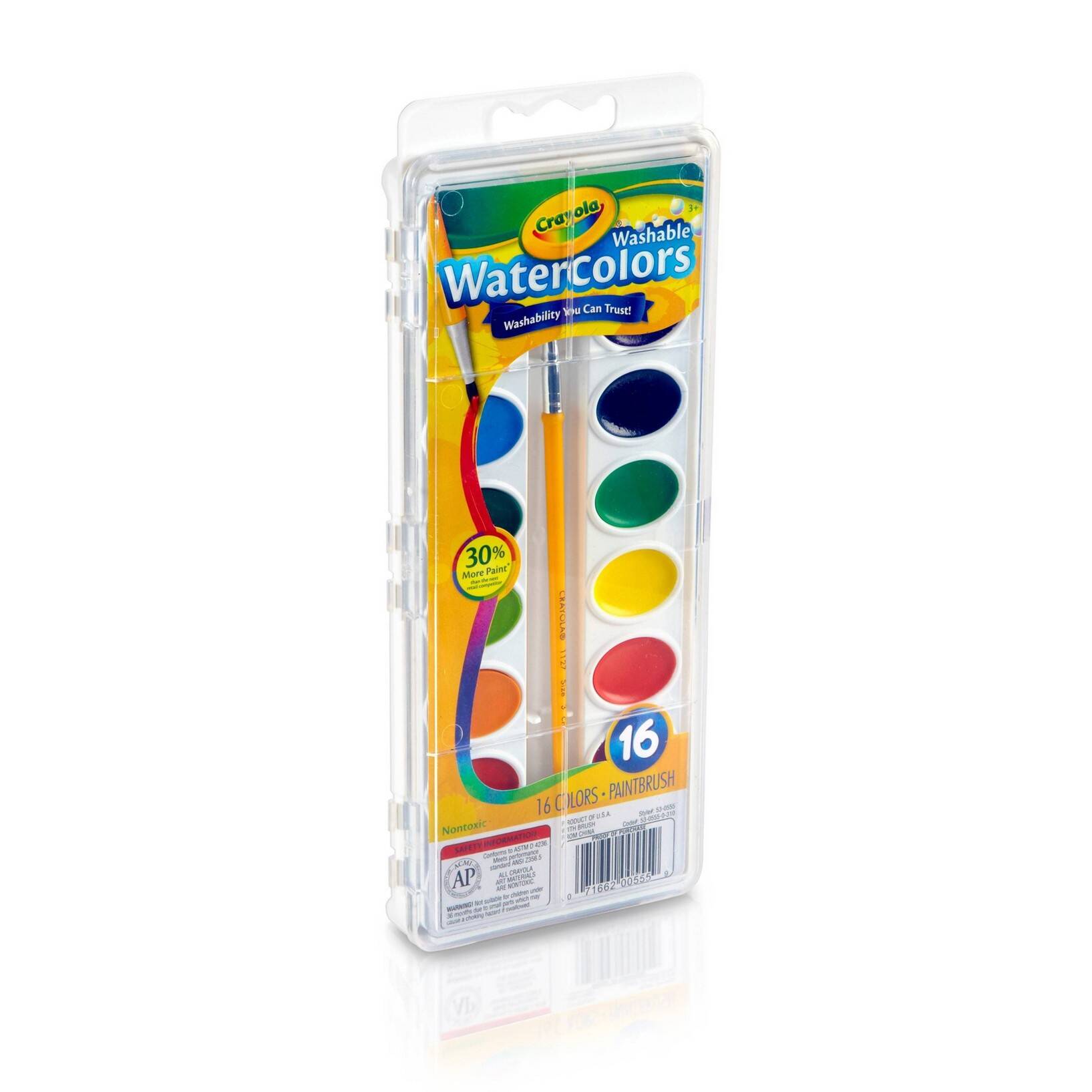 Crayola 16ct Washable Watercolor Paints with Brush - Image 2