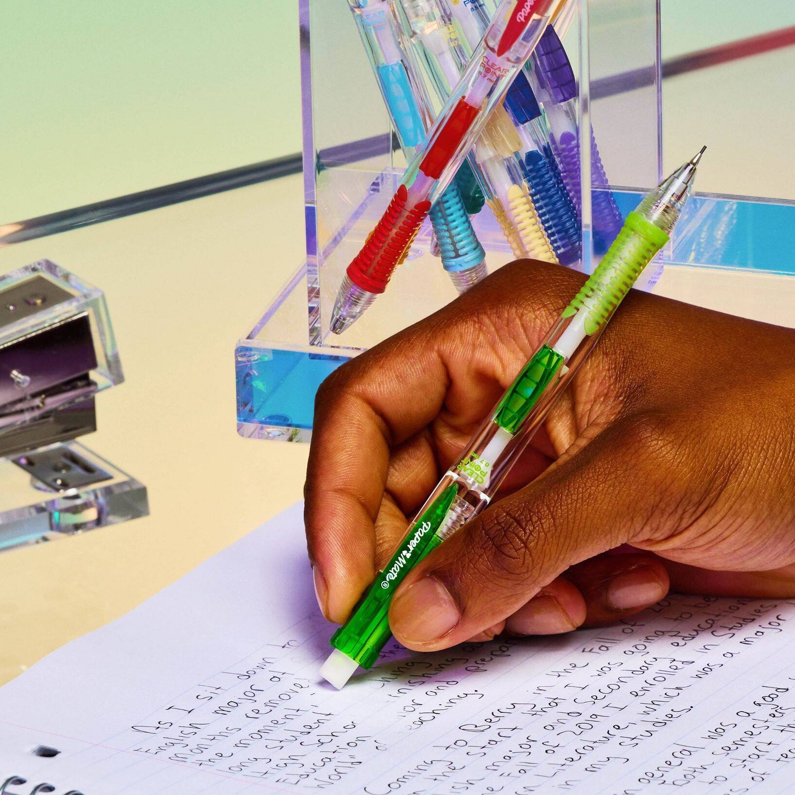 Paper Mate Clear Point 3pk 2 Mechanical Pencils with Eraser & Refill 0.5mm Green/Blue/Purple - Image 5