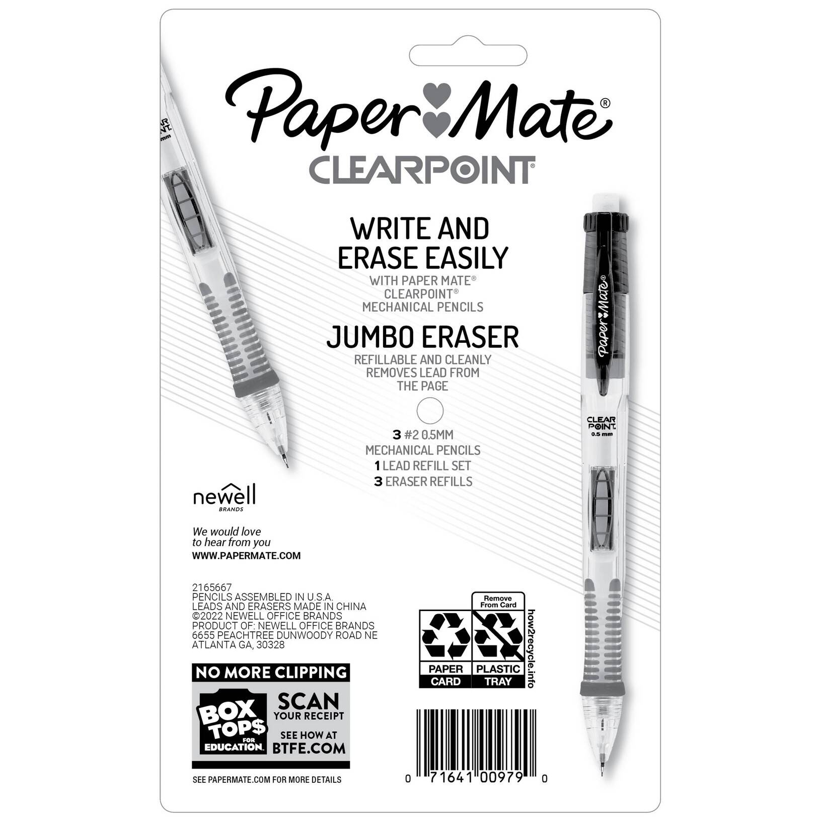 Paper Mate Clear Point 3pk 2 Mechanical Pencils with Eraser & Refill 0.5mm Green/Blue/Purple - Image 8