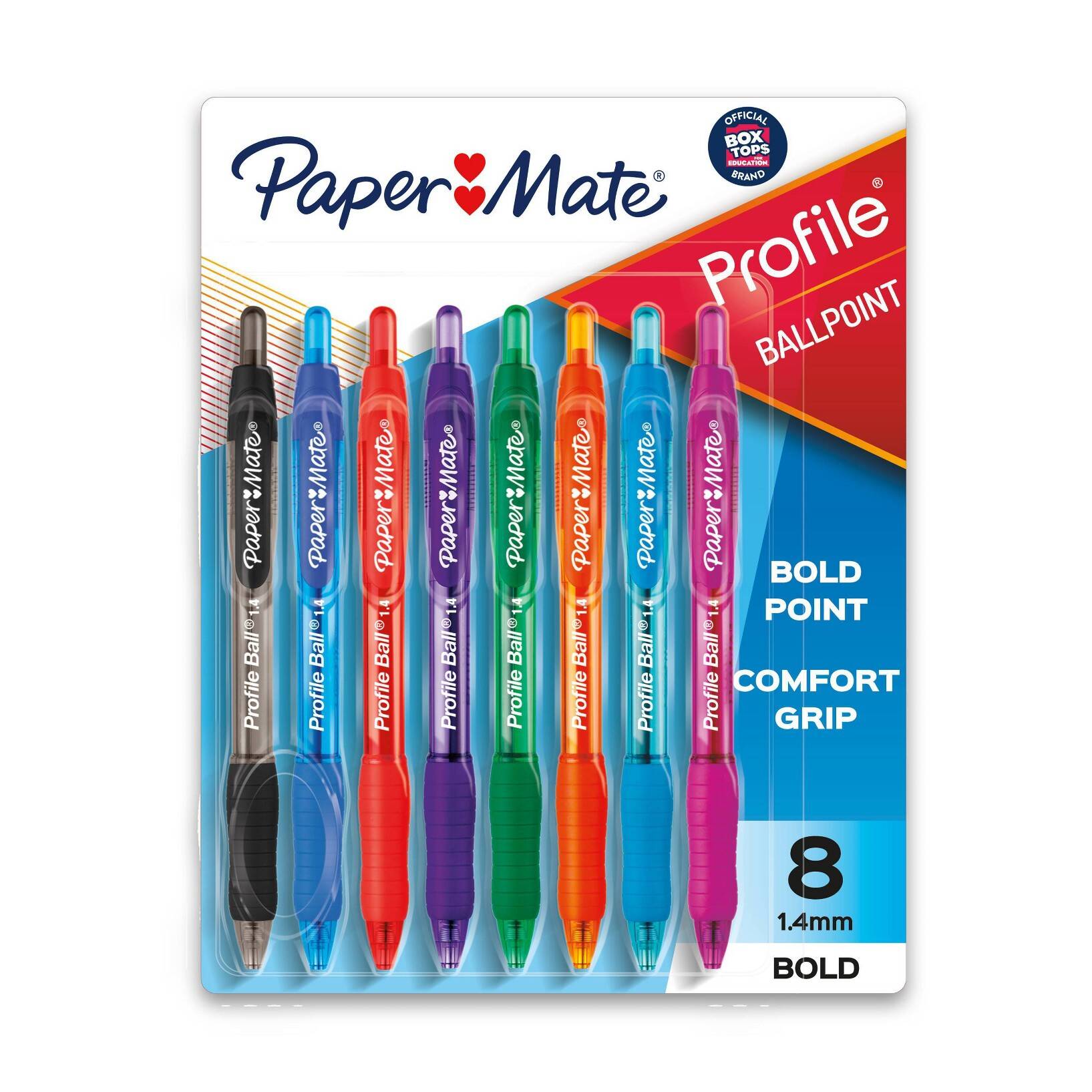 Paper Mate Profile 8pk Ballpoint Pens 1.4mm Bold Tip Multicolored