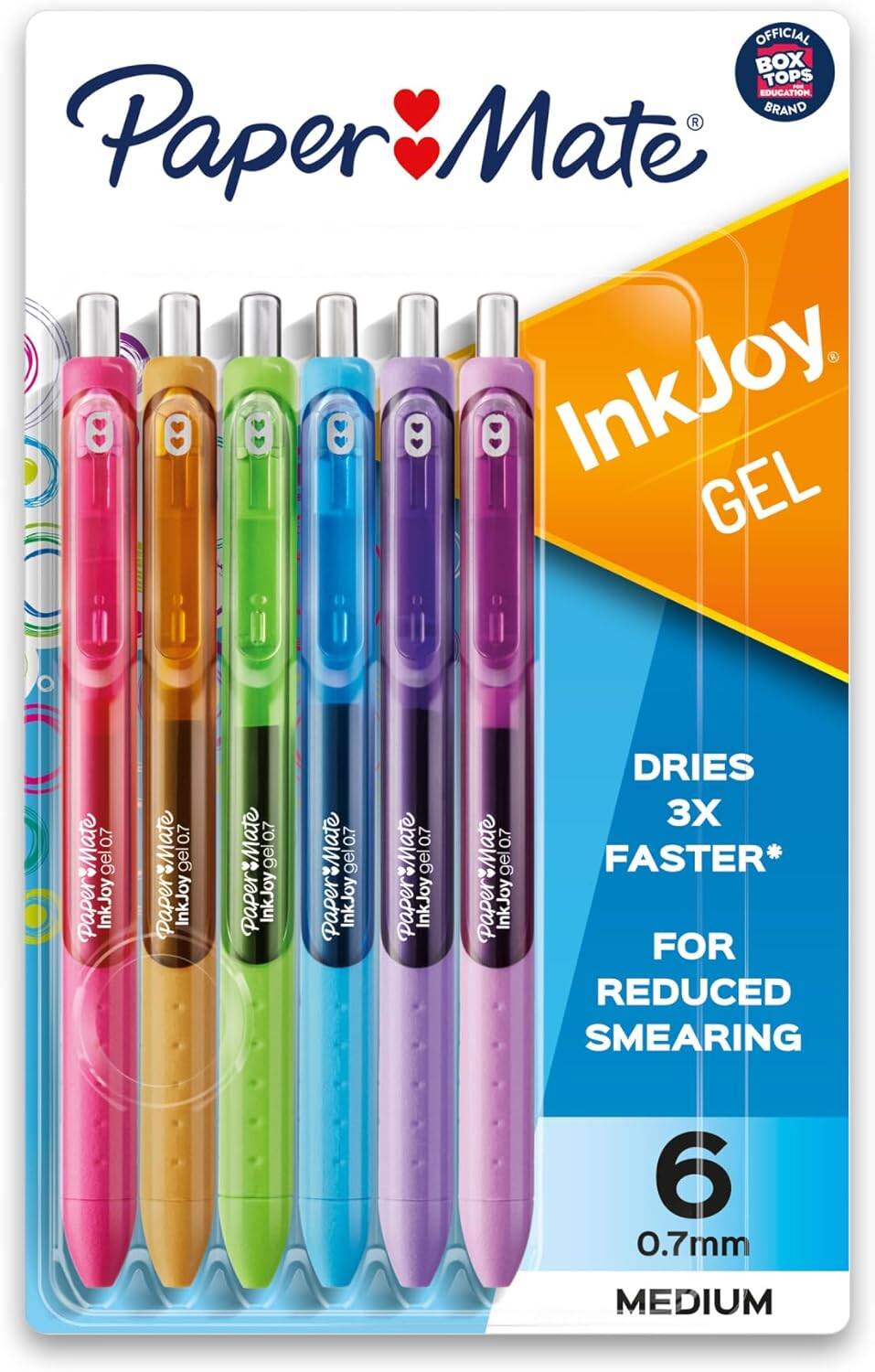 Paper Mate InkJoy Gel Pens, Medium Point, 0.7 mm, Assorted Fashion Colors, Pack Of 6 Pens