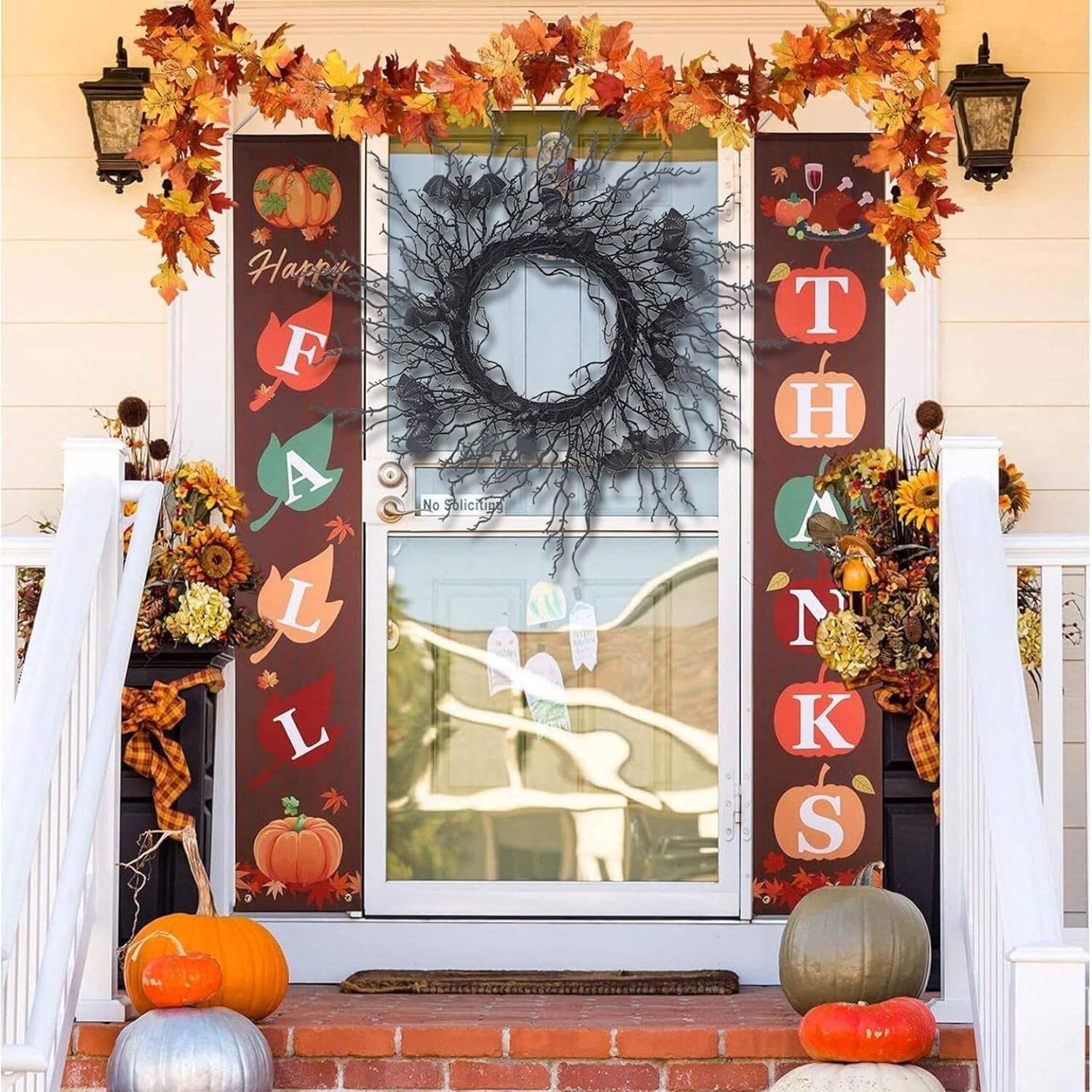 Halloween Wreaths Black Twig Wreath, Halloween Door Decorations for Front Door Party Holiday Wall Home Decor - Image 2