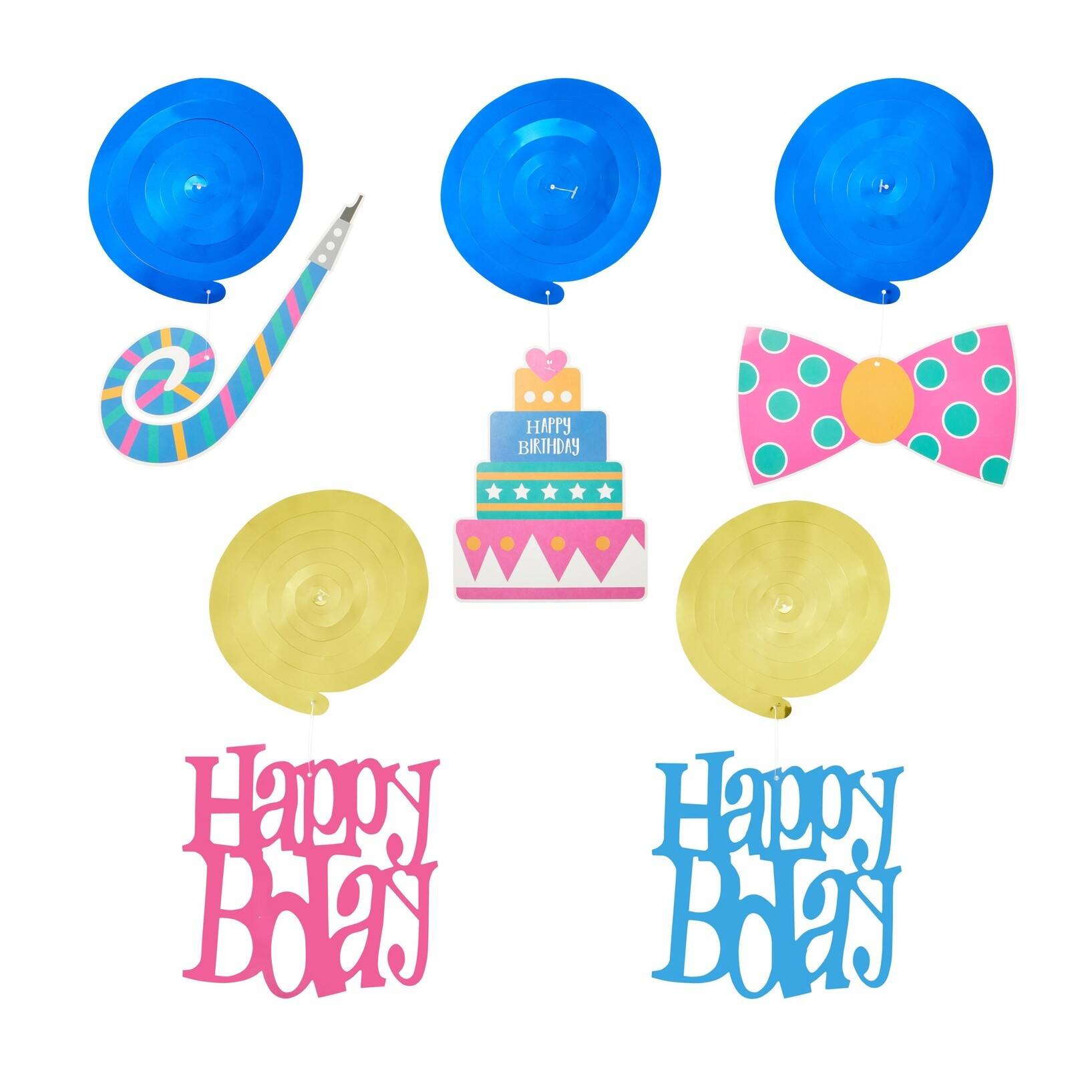 Blue Panda 30 Pack Happy Birthday Swirl Decorations, Hanging Party Streamers, 35-38" - Image 8