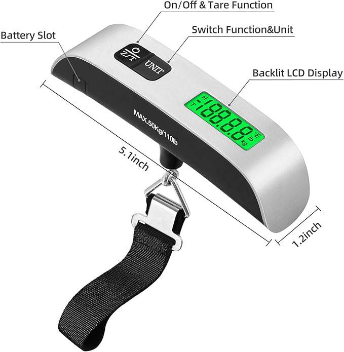 Portable Digital Scale Max 110lb with Backlit LCD Display - Image 2