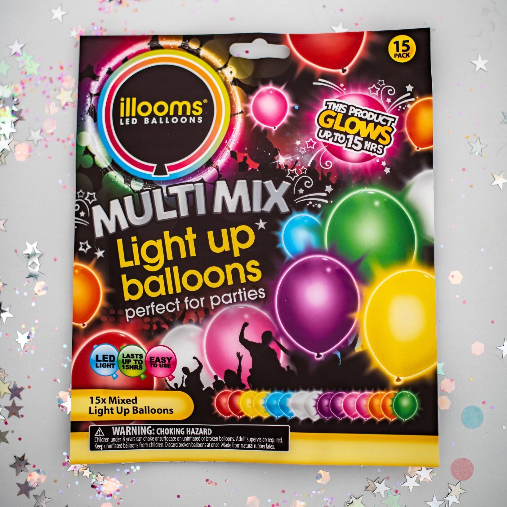 15ct illooms LED Light Up Mixed Solid Balloon - Image 3