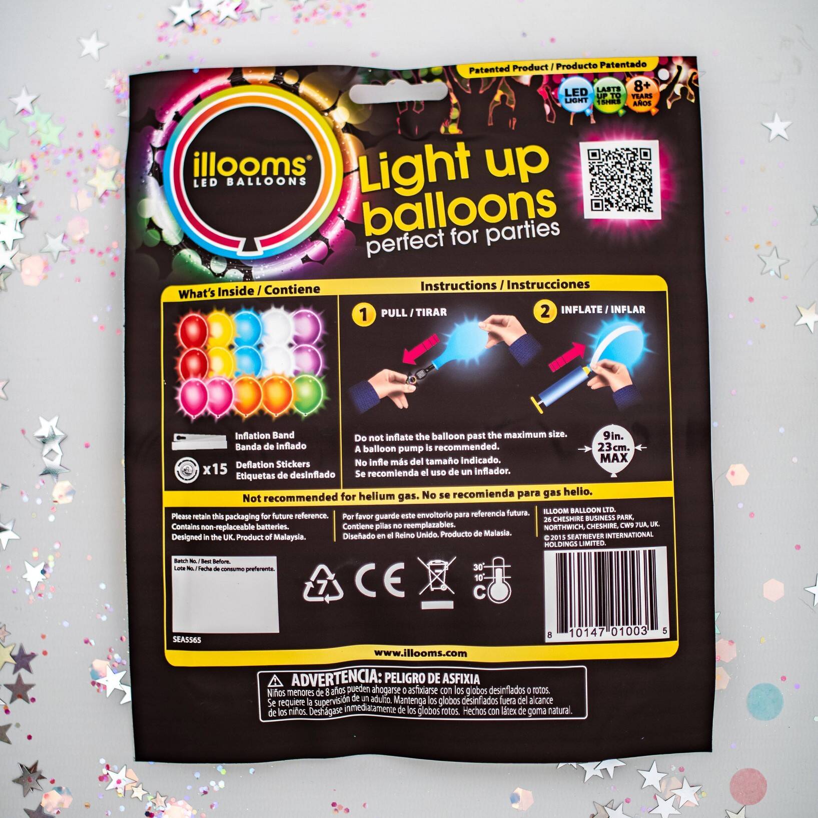 15ct illooms LED Light Up Mixed Solid Balloon - Image 4