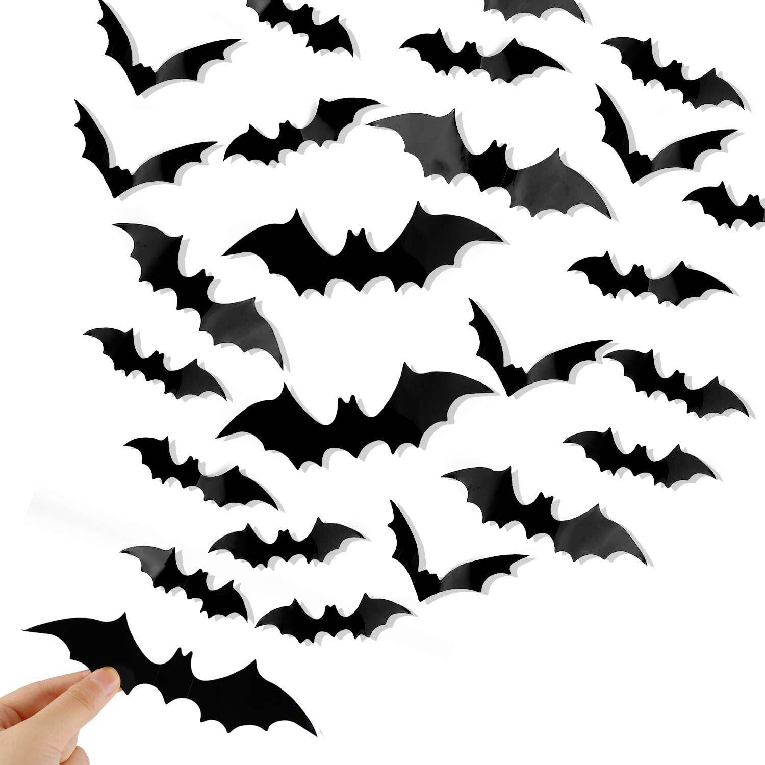 120 Pcs 3D Halloween Bats Decorations 4 Sizes