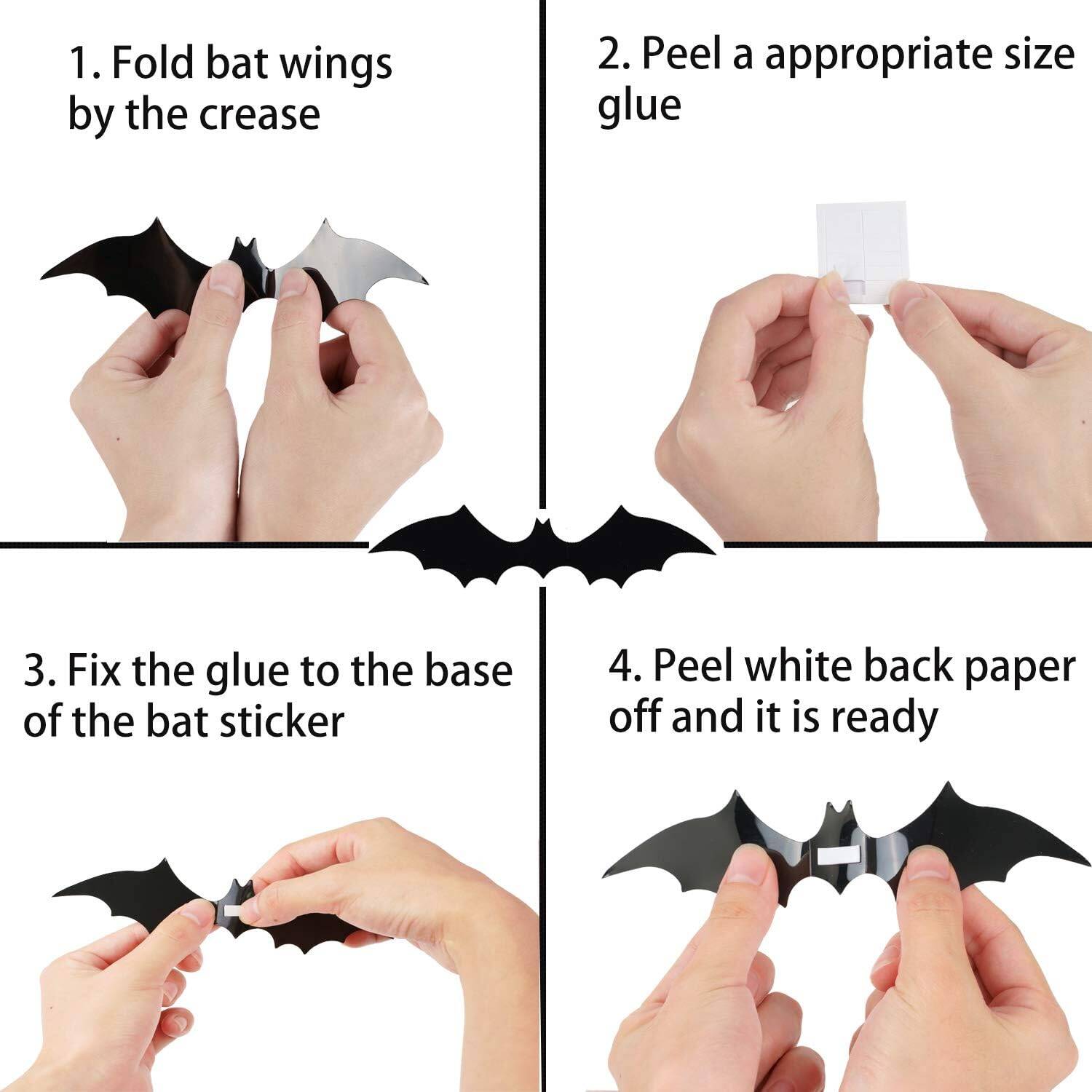 120 Pcs 3D Halloween Bats Decorations 4 Sizes - Image 6