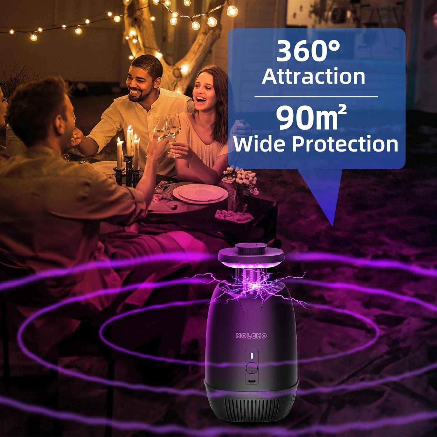 Bug Zapper Indoor - Powerful Flying Insect Trap for Home, Patio & Outdoor - Black - Image 4