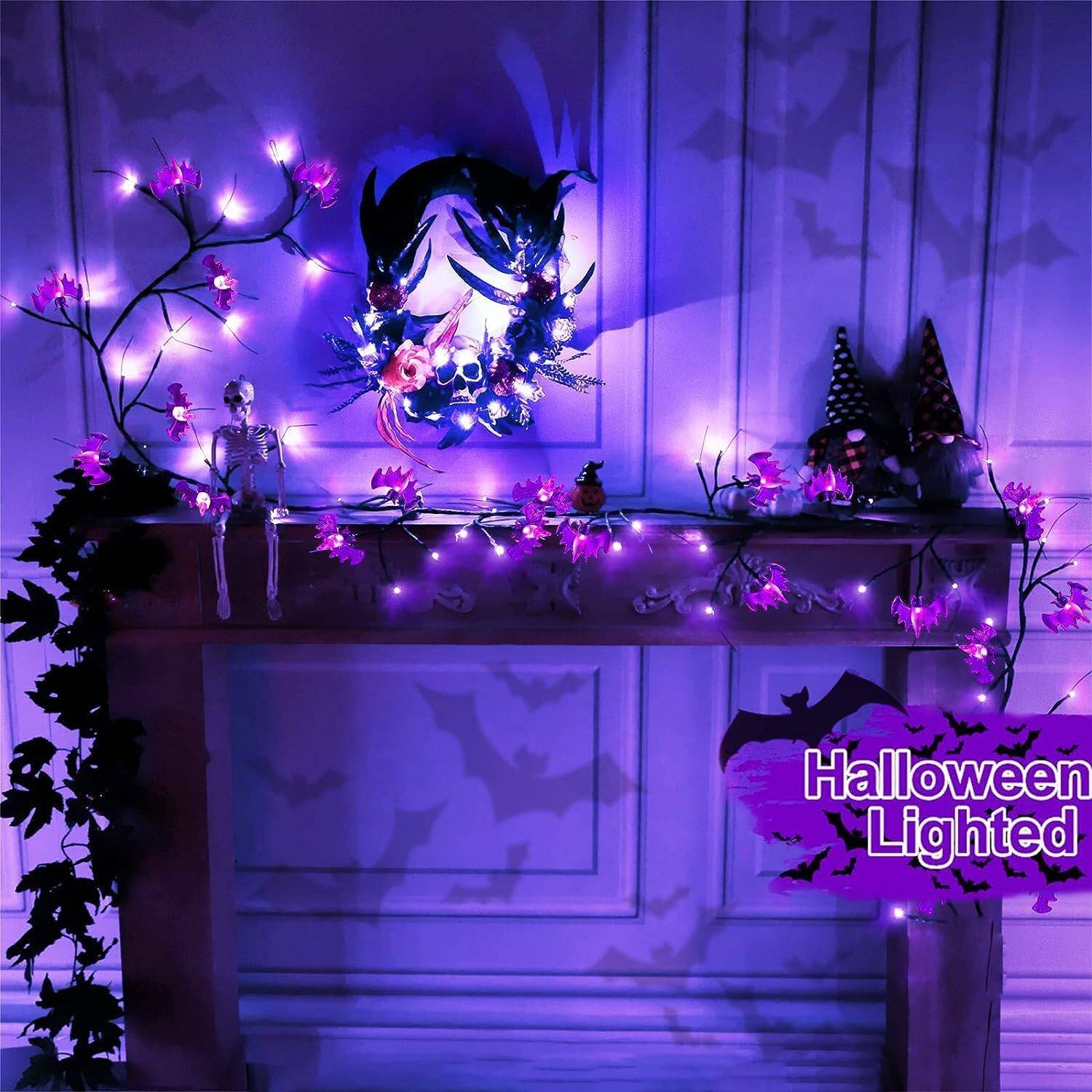 6 Ft Halloween garland with 45 LED lights battery-operated - Image 4