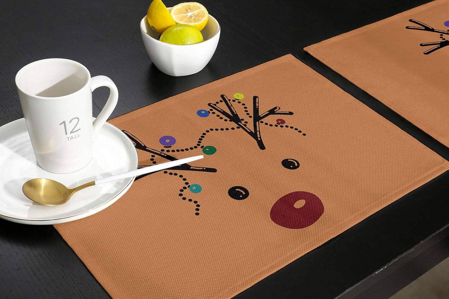 Indoor Placemats for Dining/Round/Kitchen Table, Cute Reindeer Rudolph, Table Mats Set of 6 Washable Non-Slip Heat Resistant Table Placemats, Merry Christmas, Suitable for Kids/Woman/Man - Image 6