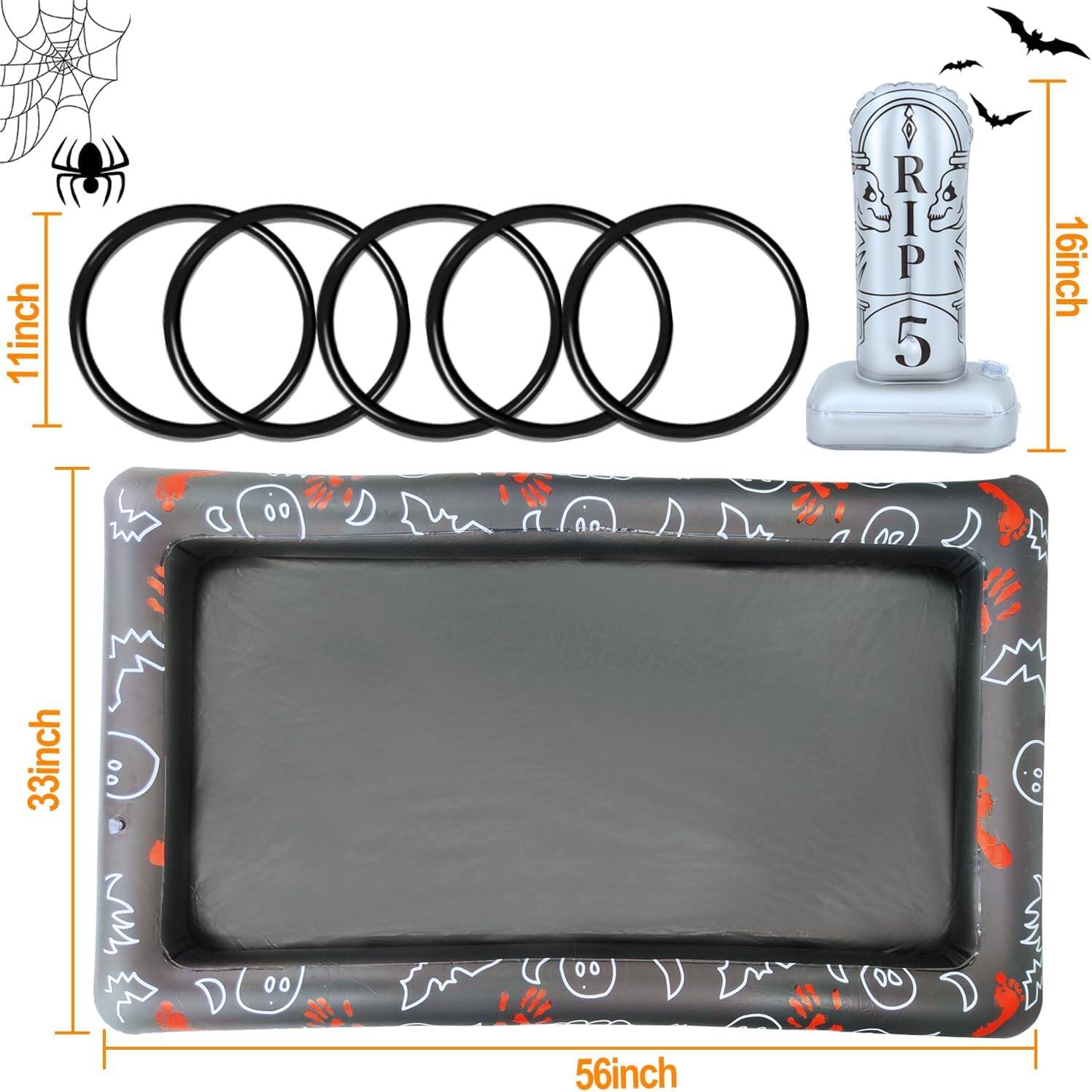 Giant Tombstone Ring Toss Games Halloween Party Game Favors for Kids Inflatable Gravestone Ring Toss Game Halloween Party Decor Outdoor Carnival Game Classroom Indoor Outdoor School Yard - Image 5