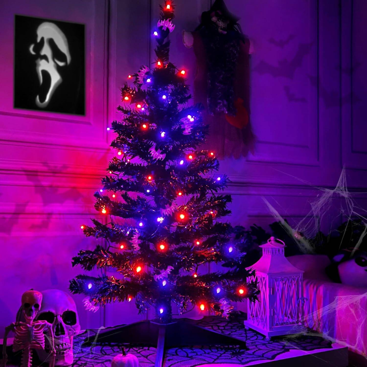 3ft Halloween Black Tree with Timer, 60 LEDs, 8 Modes, Battery Powered - Image 5