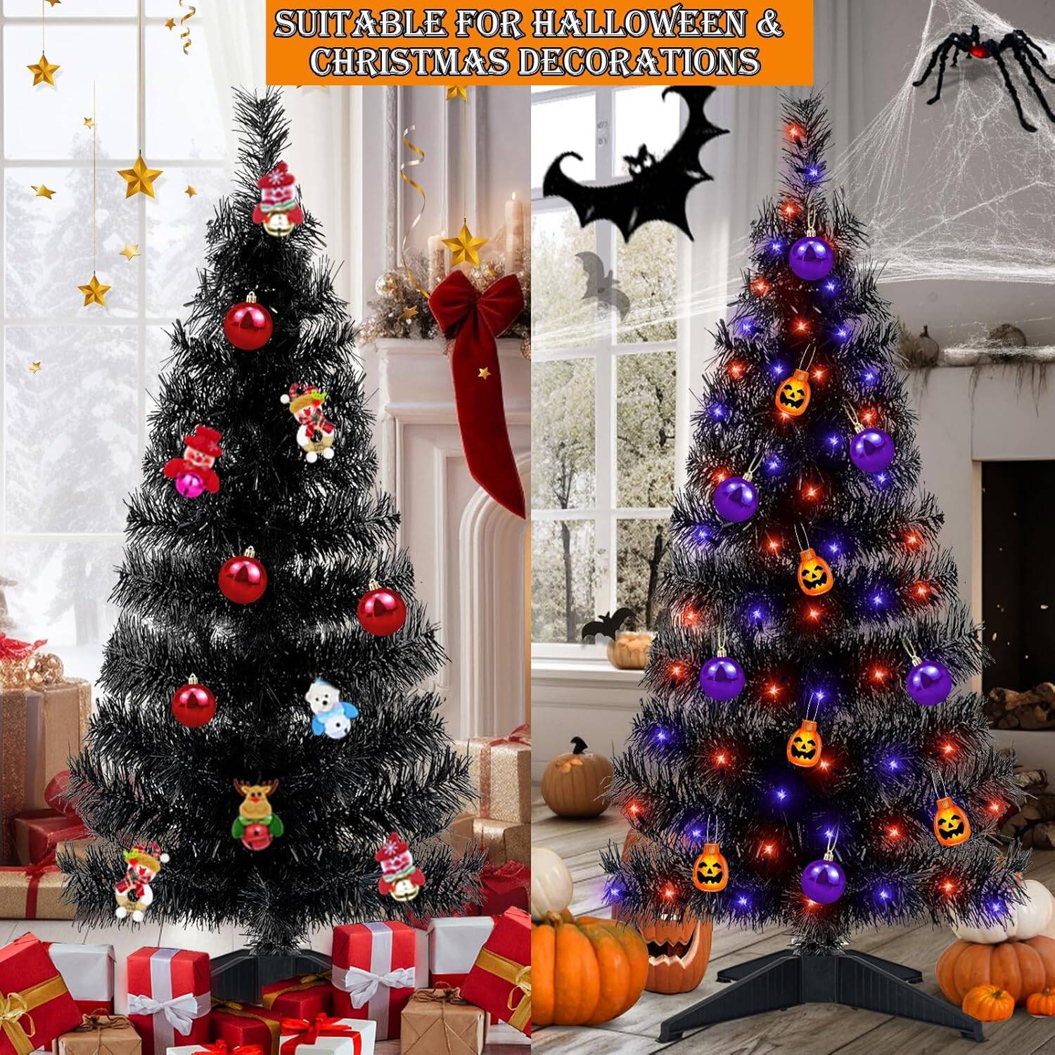 3ft Halloween Black Tree with Timer, 60 LEDs, 8 Modes, Battery Powered - Image 7