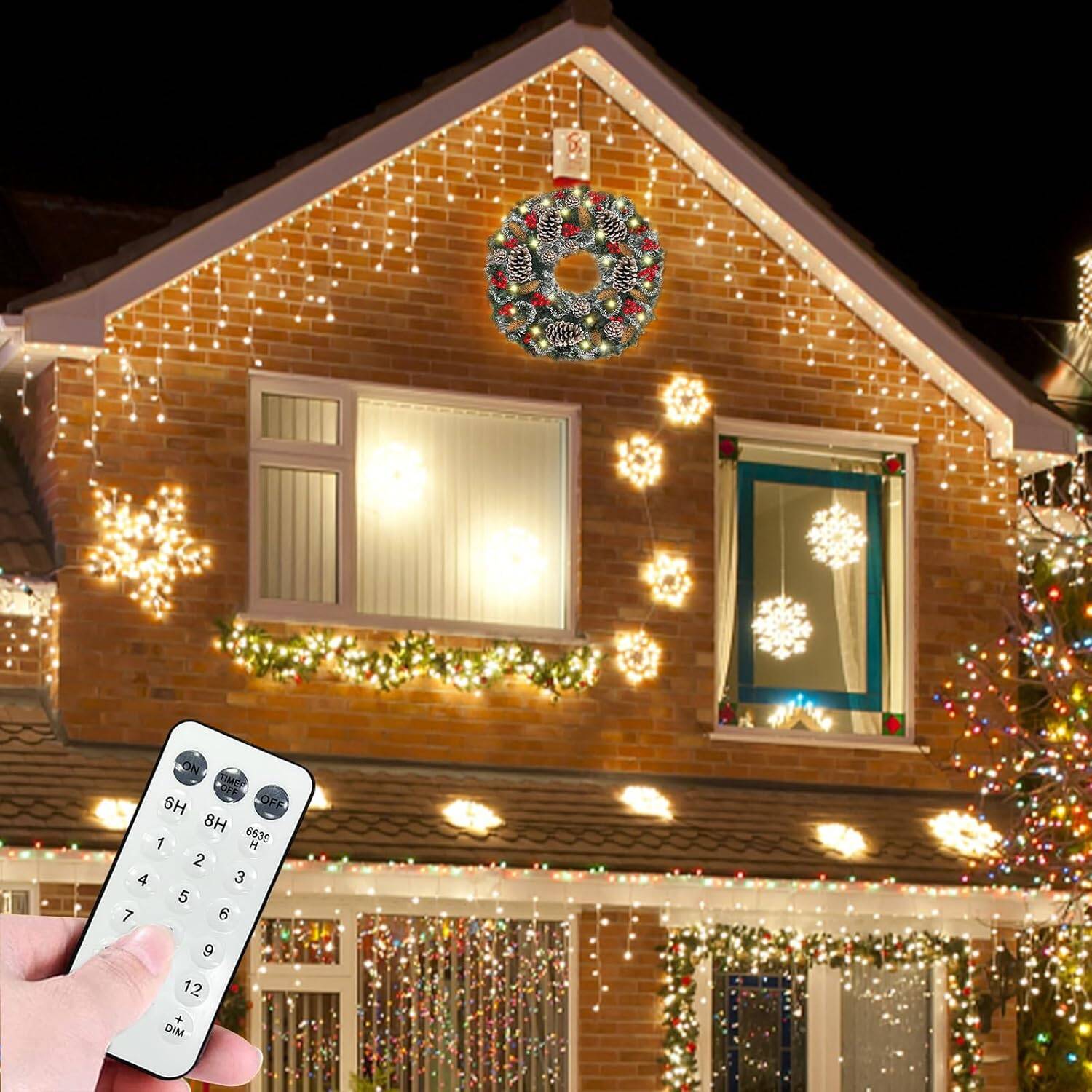 30 Inch Super Large Thick Pre-lit Christmas Wreath w/ Warm White Lights - Image 3