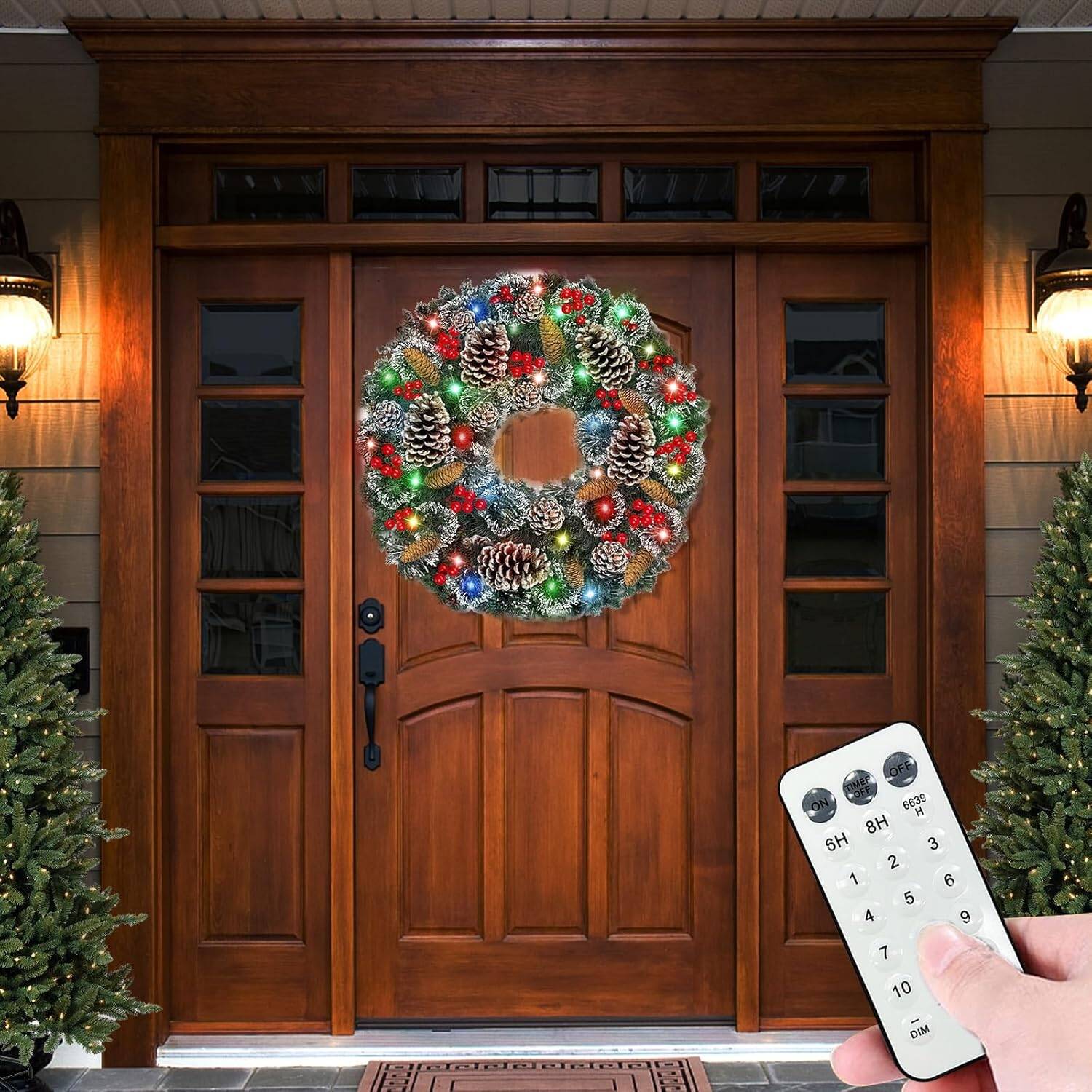 30 Inch Super Large Thick Pre-lit Christmas Wreath w/ Warm White Lights - Image 5